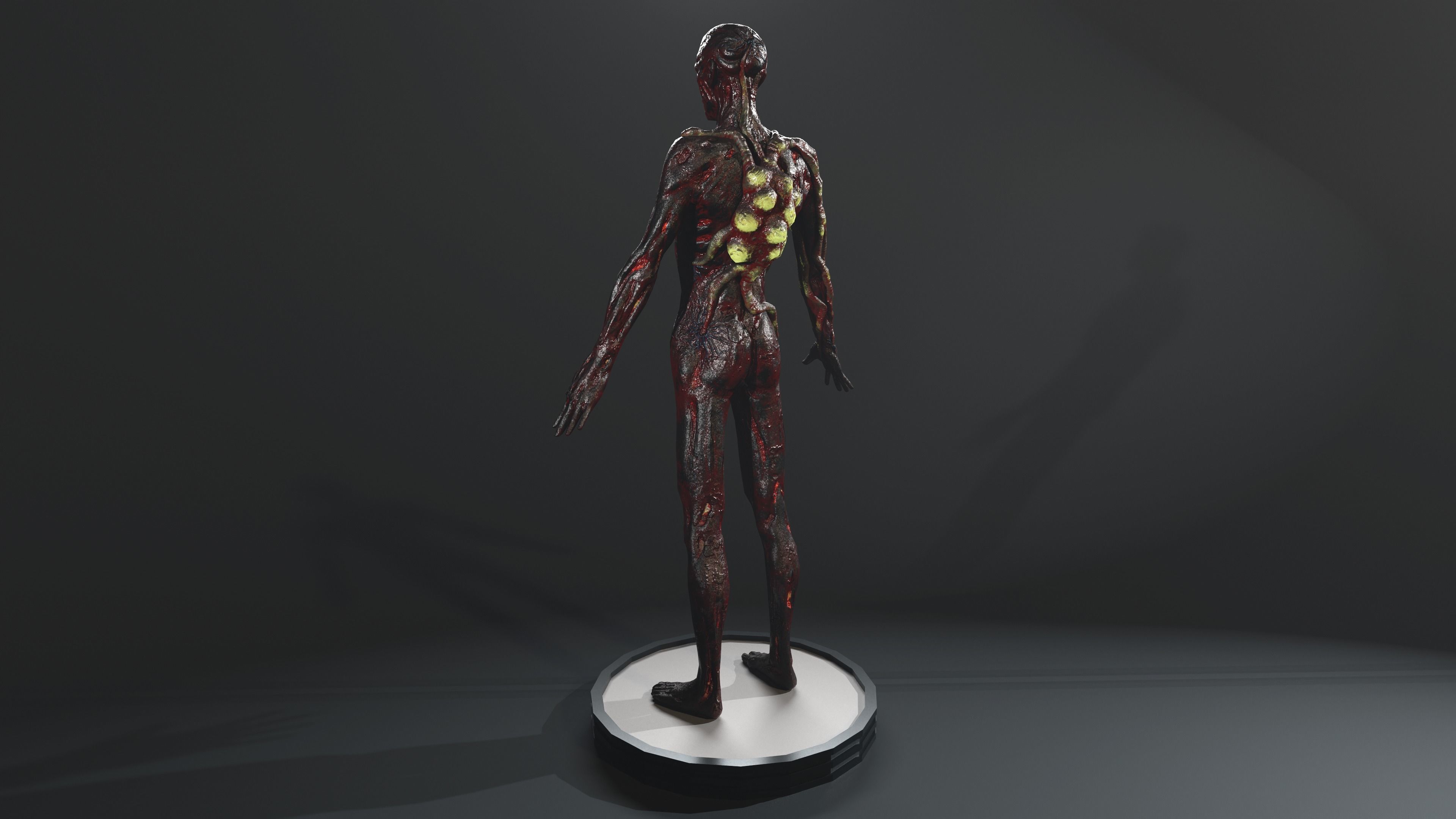 Zombie human skeleton Low-poly 3D model_9