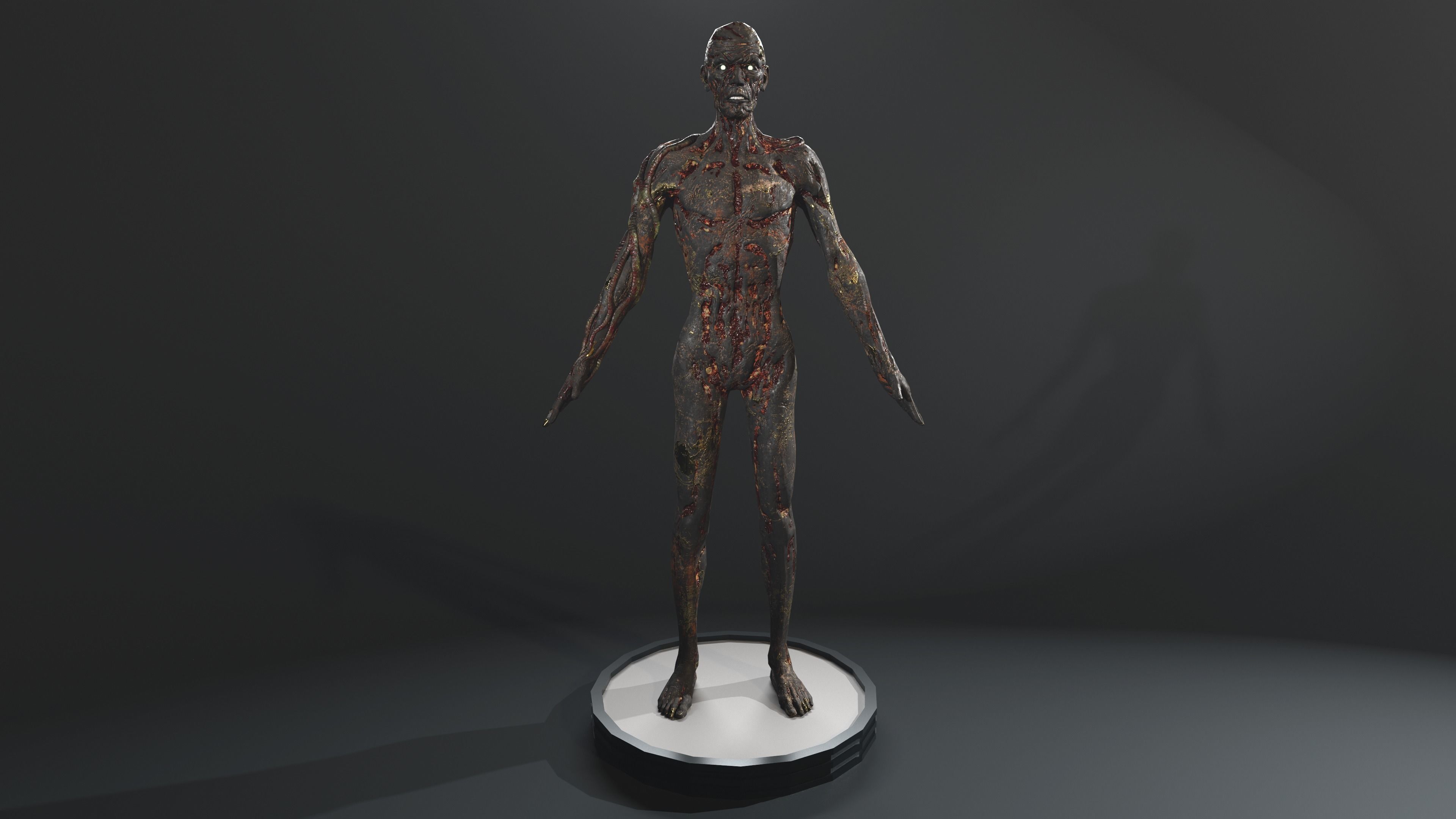 Zombie human skeleton Low-poly 3D model_26