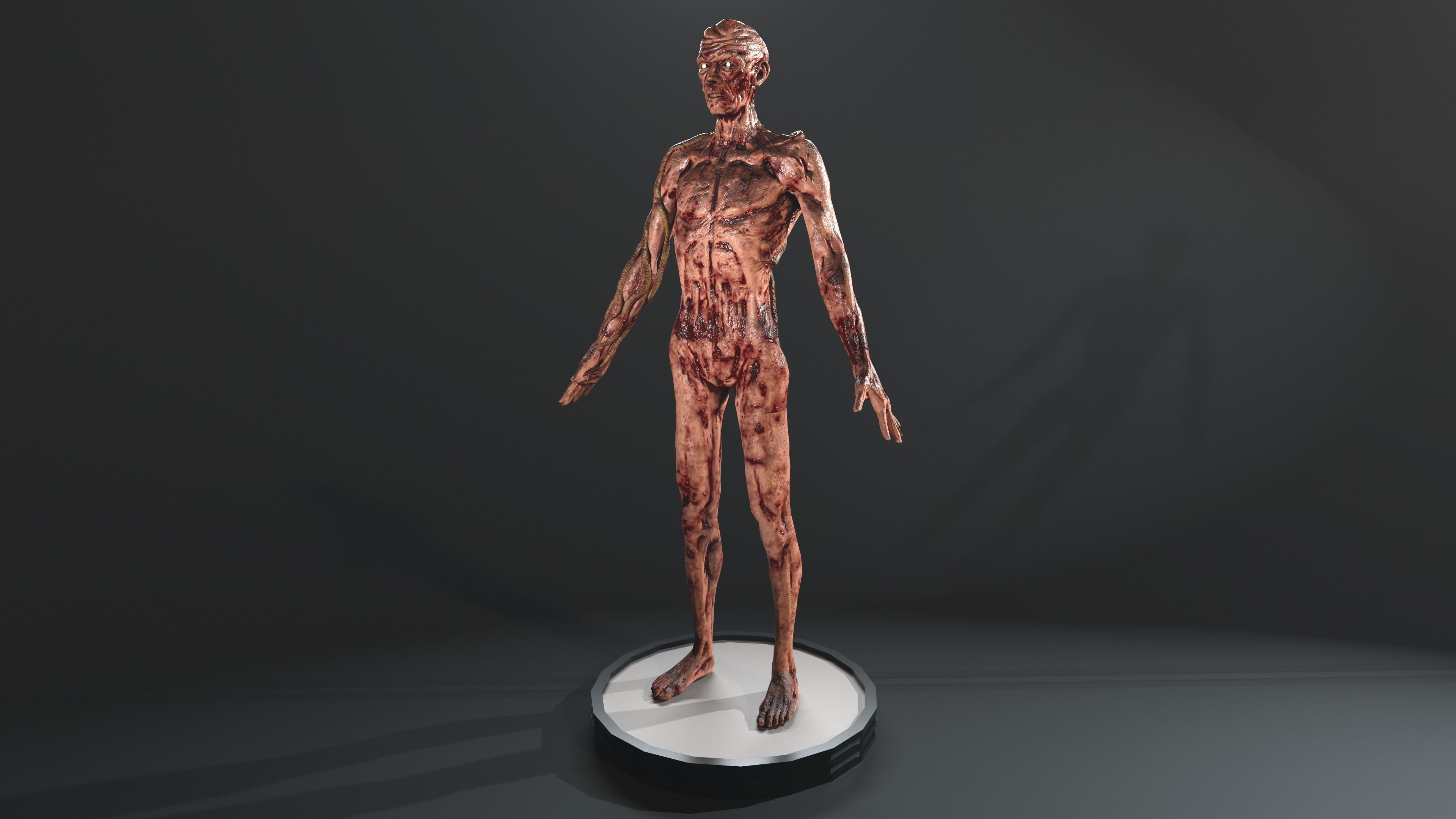 Zombie human skeleton Low-poly 3D model_21