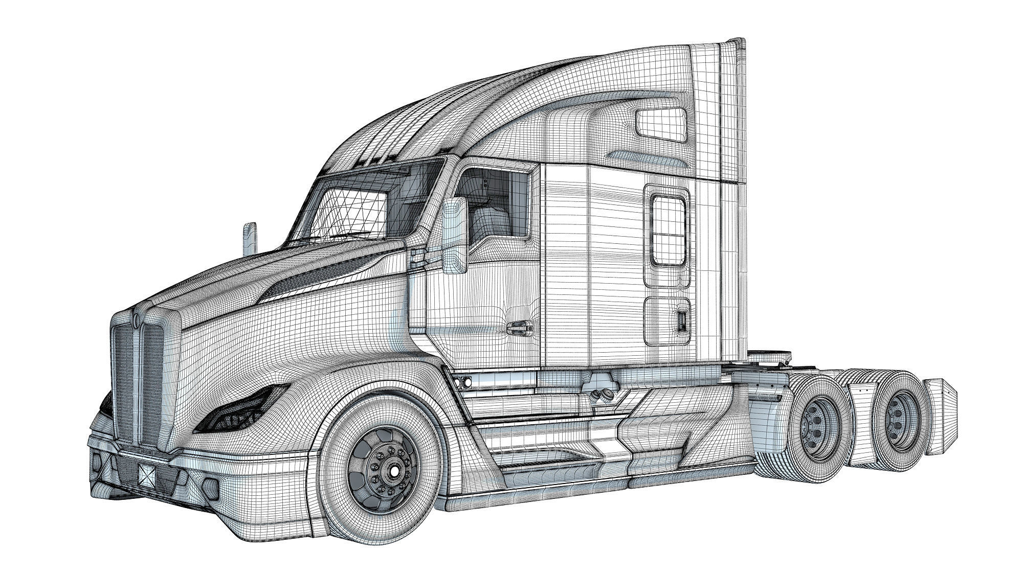 Sleeper Cab Tractor Truck 3D model_16