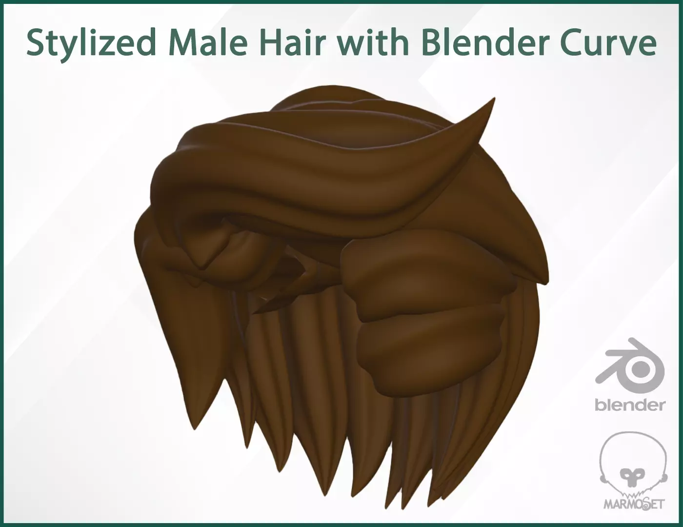 Stylize Male Hair with Blender curve Low-poly 3D model