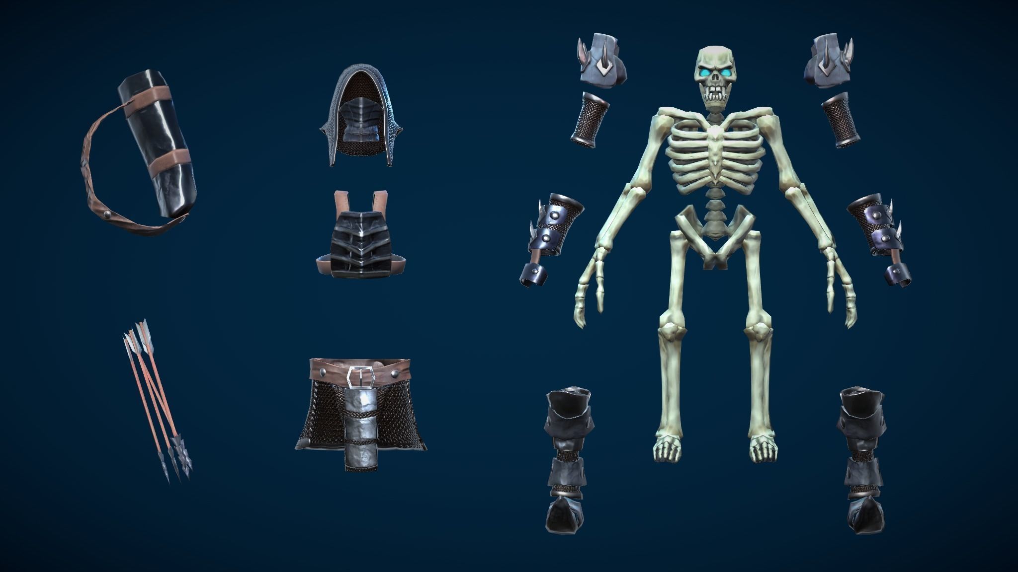 Stylized Skeleton Archer Low-poly 3D model_3