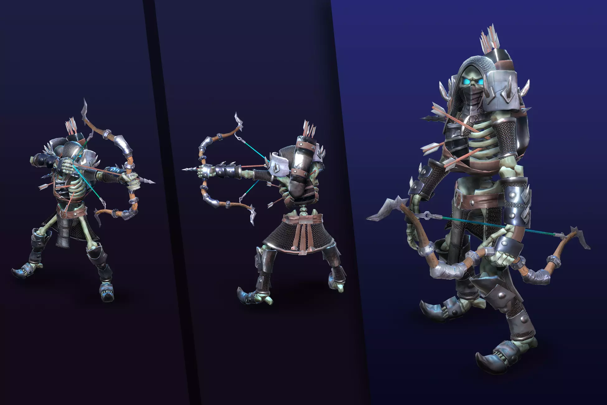 Stylized Skeleton Archer Low-poly 3D model_0