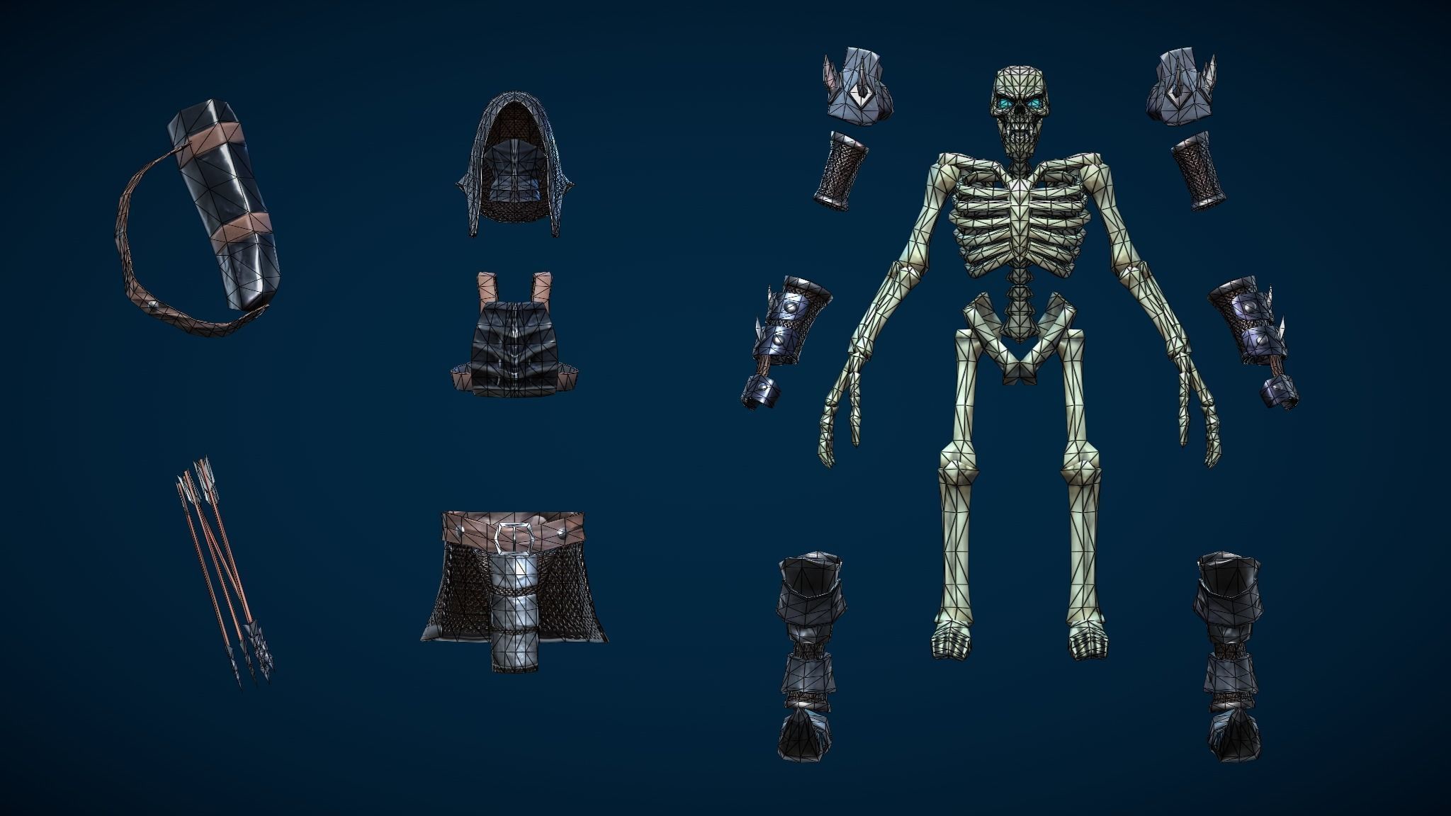 Stylized Skeleton Archer Low-poly 3D model_5