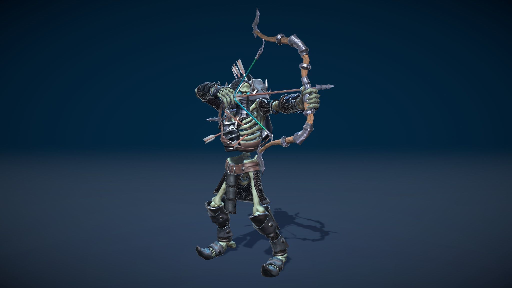 Stylized Skeleton Archer Low-poly 3D model_7