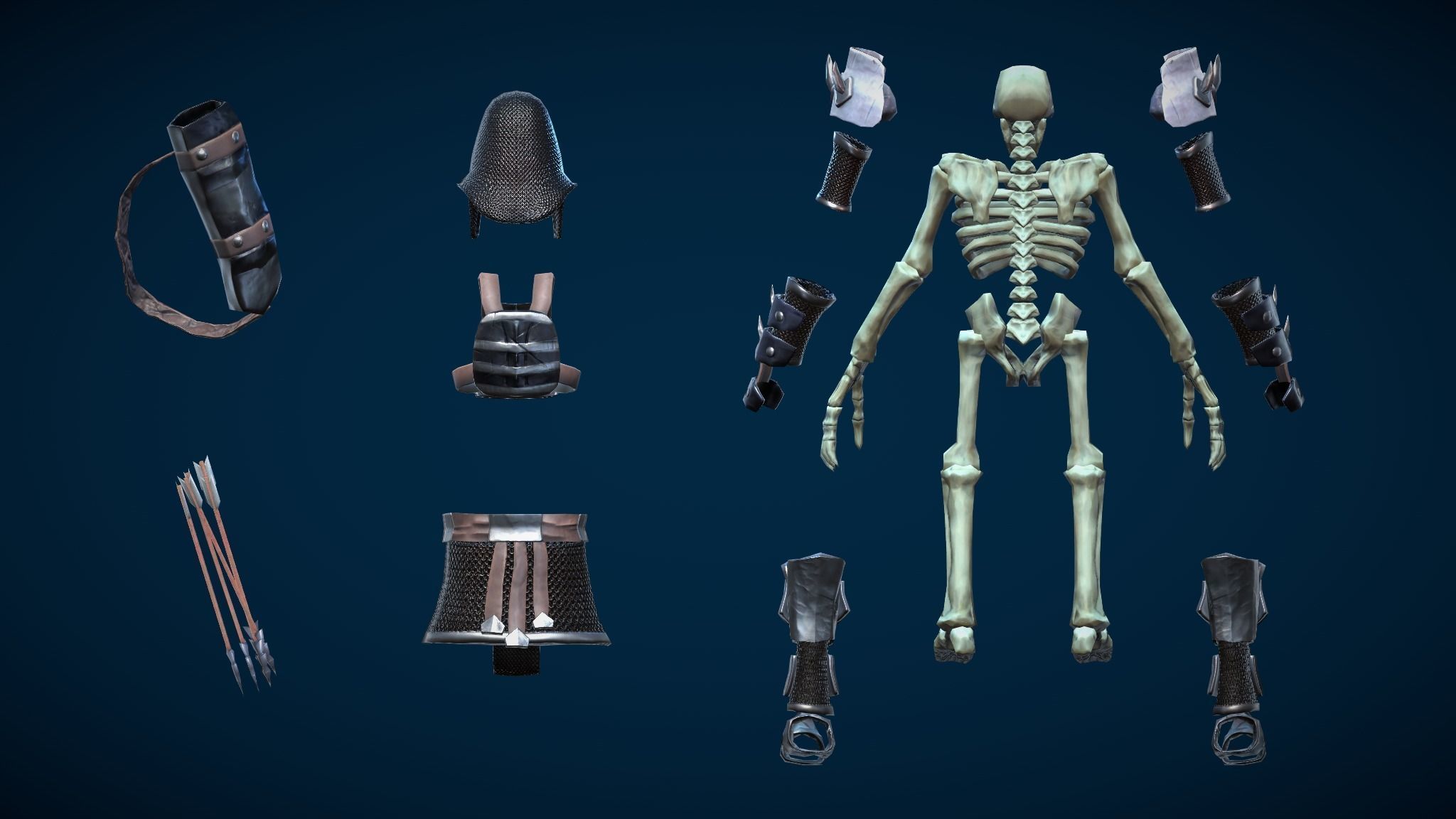 Stylized Skeleton Archer Low-poly 3D model_4