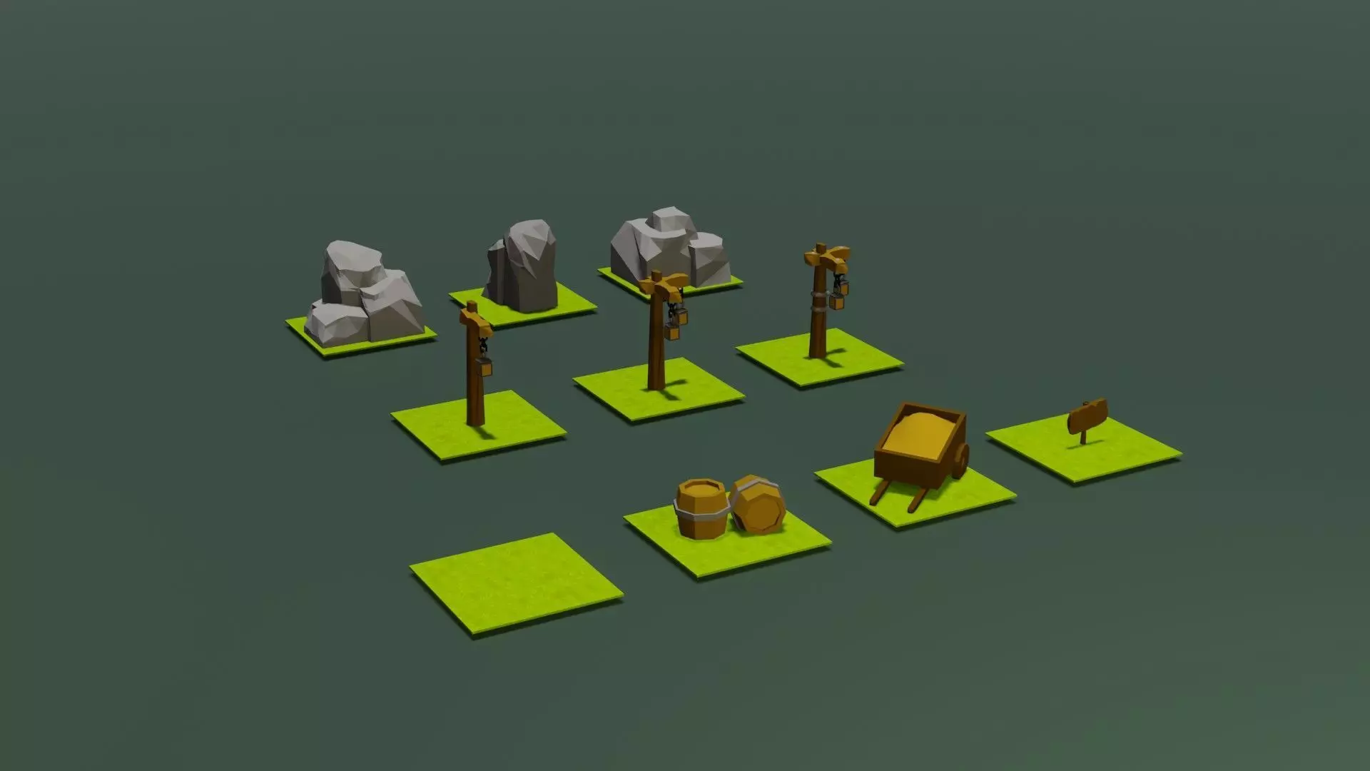 Medieval simple street set Free low-poly 3D model