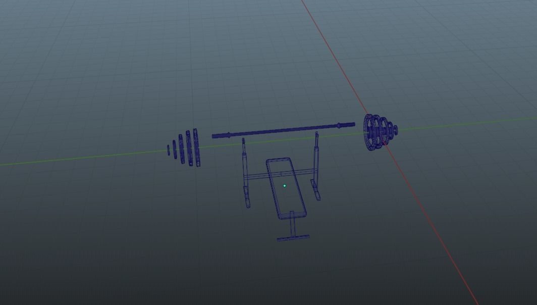 Low Poly bench press Free low-poly 3D model_1