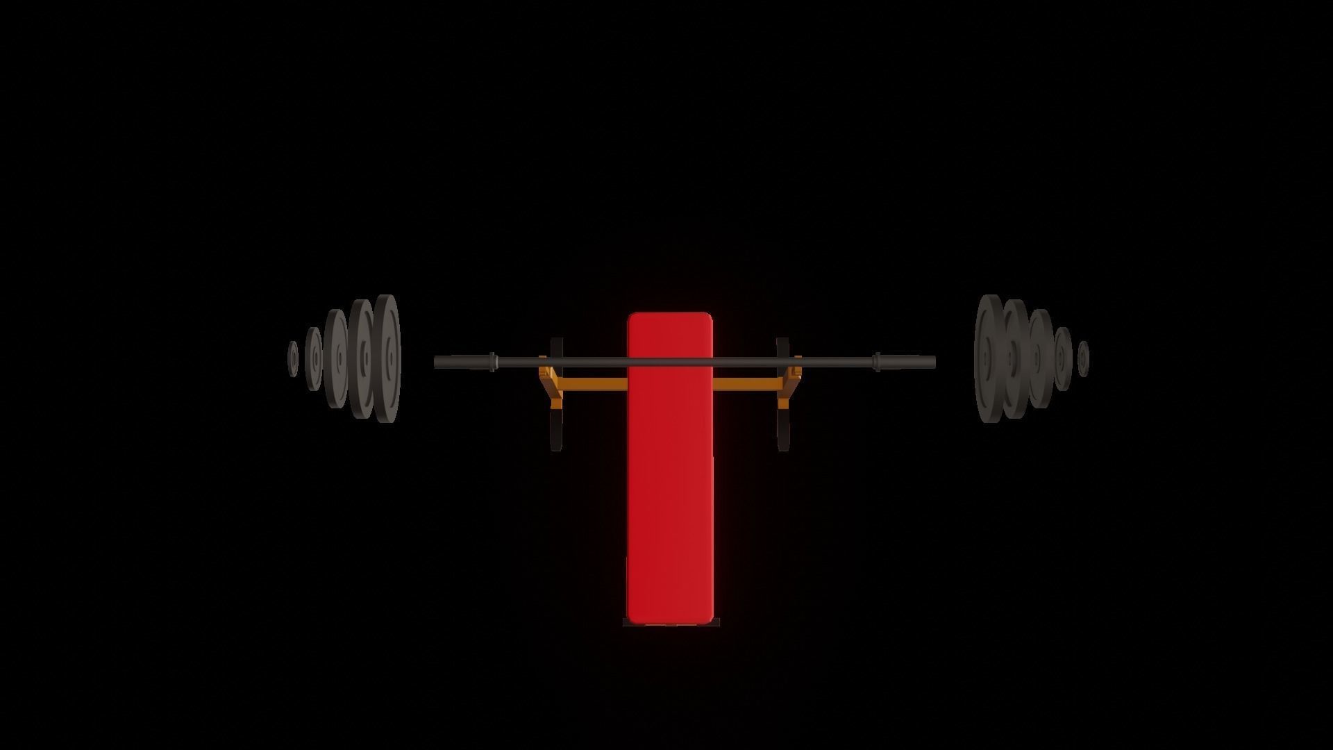 Low Poly bench press Free low-poly 3D model_3