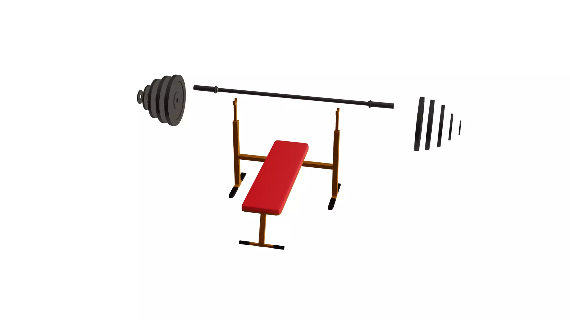 Low Poly bench press Free low-poly 3D model_0