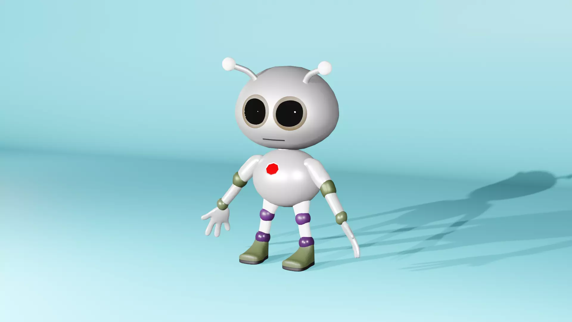 Cute Robot Cartoon Character 3D model_0