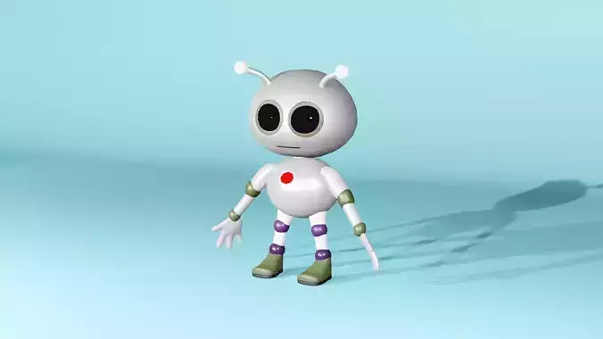 Cute Robot Cartoon Character 3D model