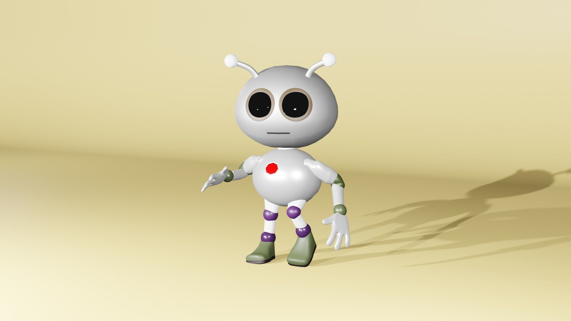 Cute Robot Cartoon Character 3D model_7