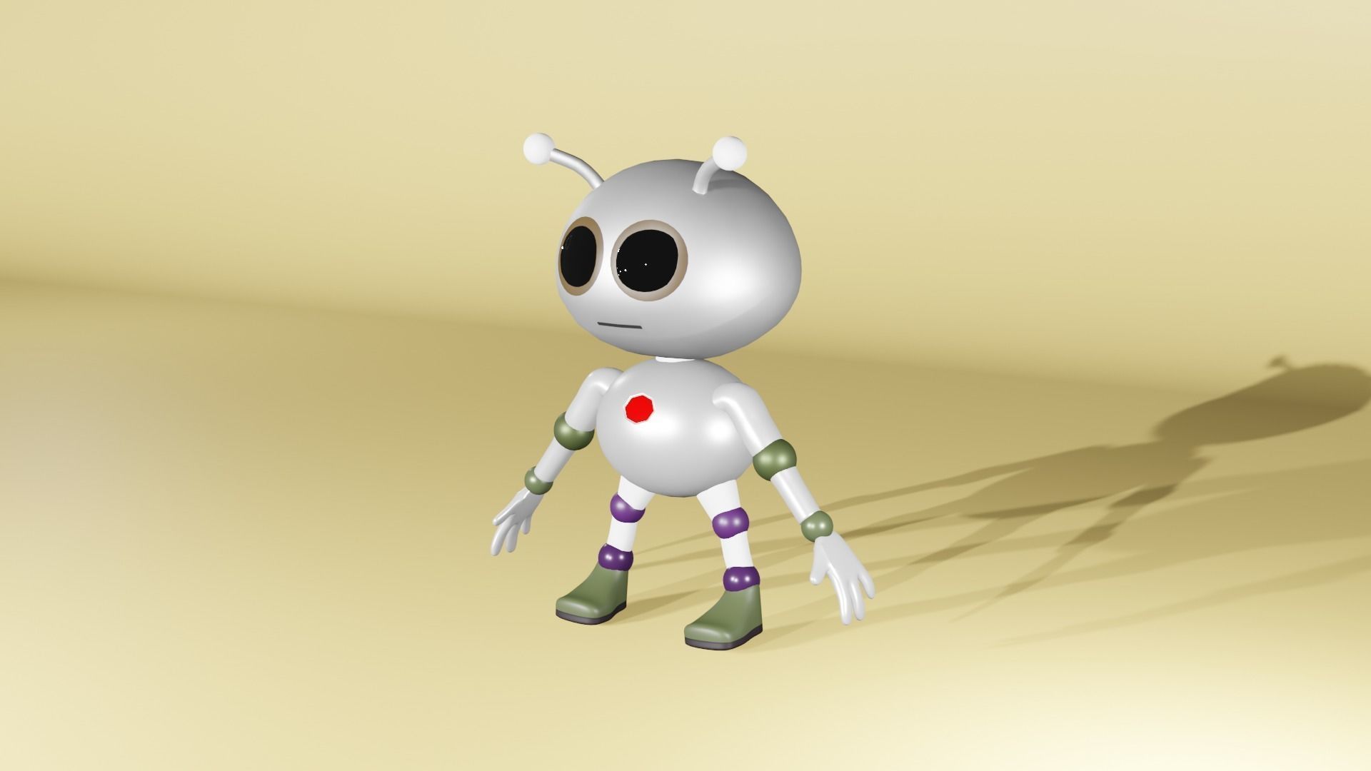 Cute Robot Cartoon Character 3D model_4