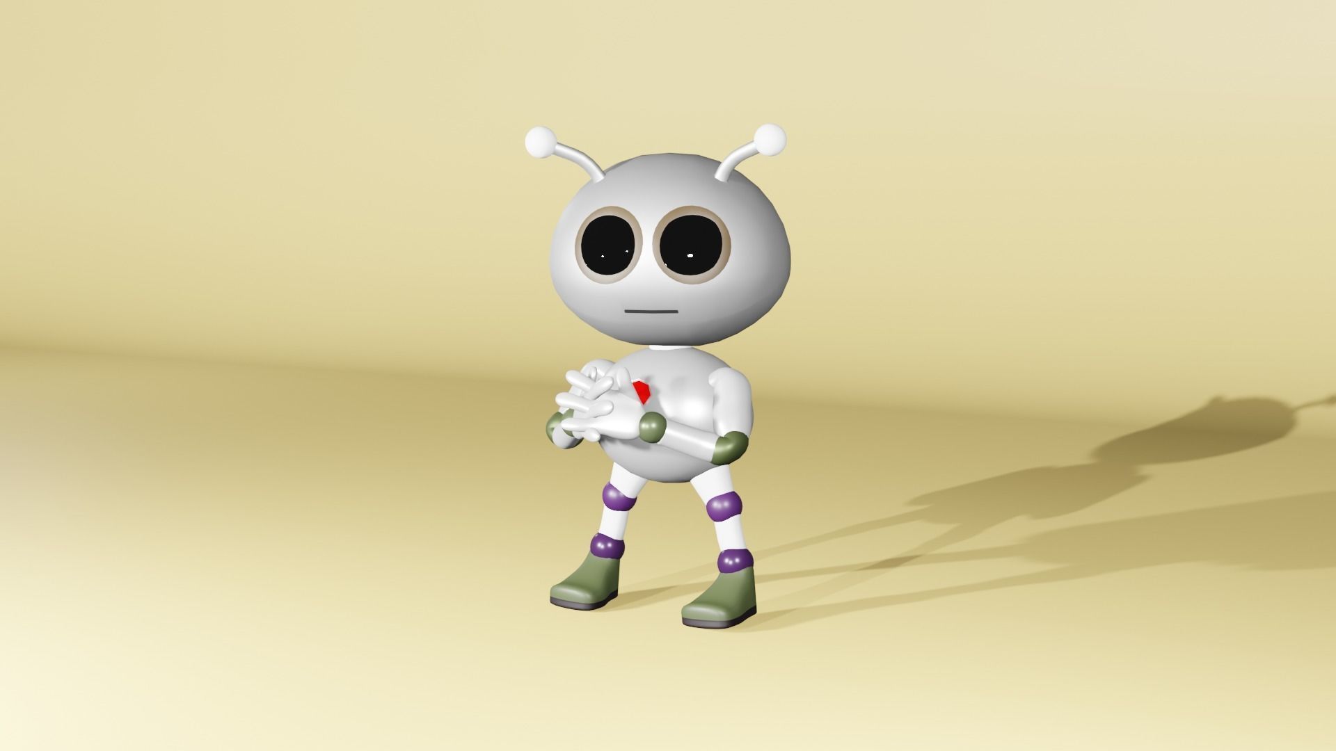Cute Robot Cartoon Character 3D model_6