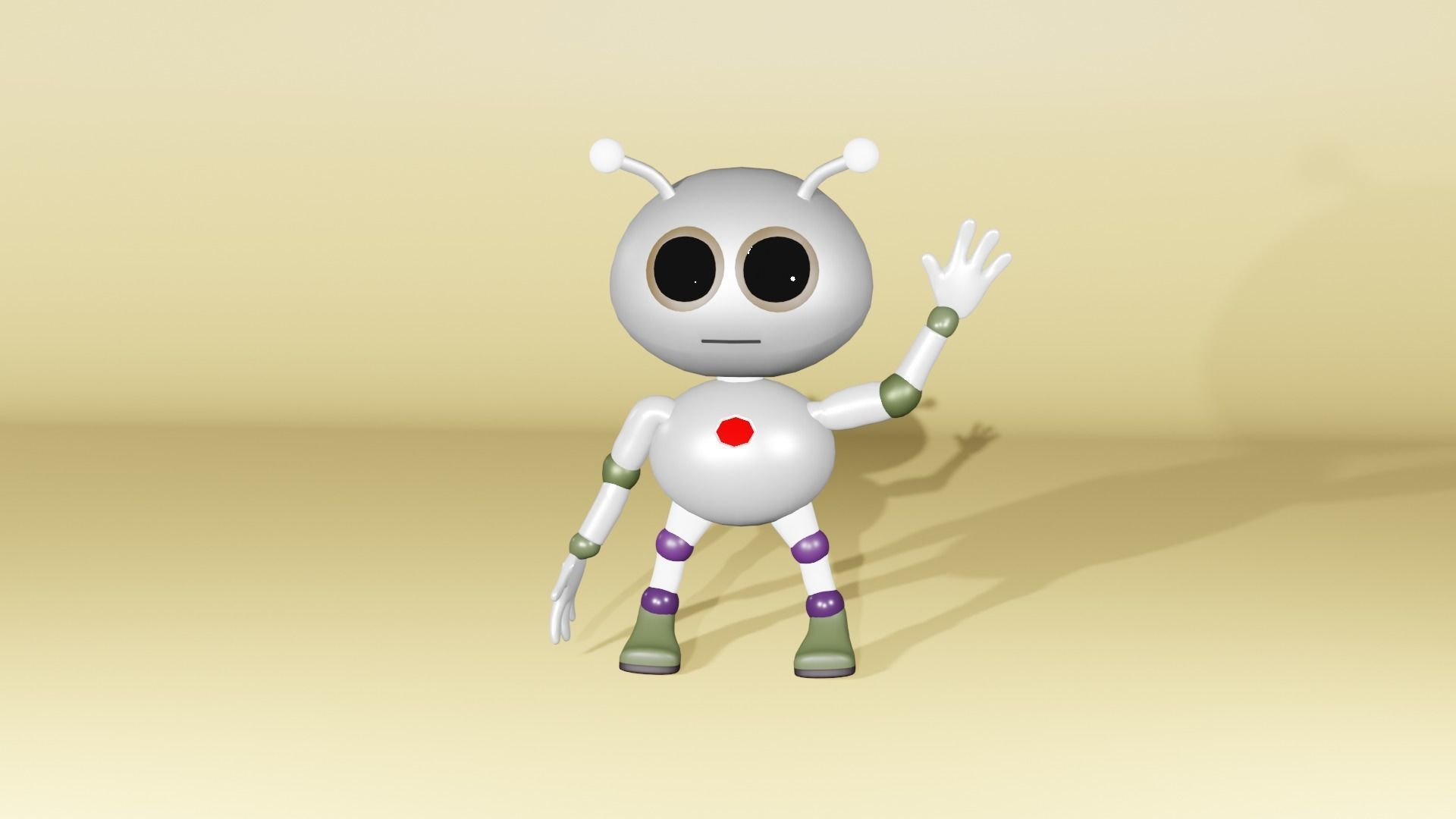 Cute Robot Cartoon Character 3D model_2