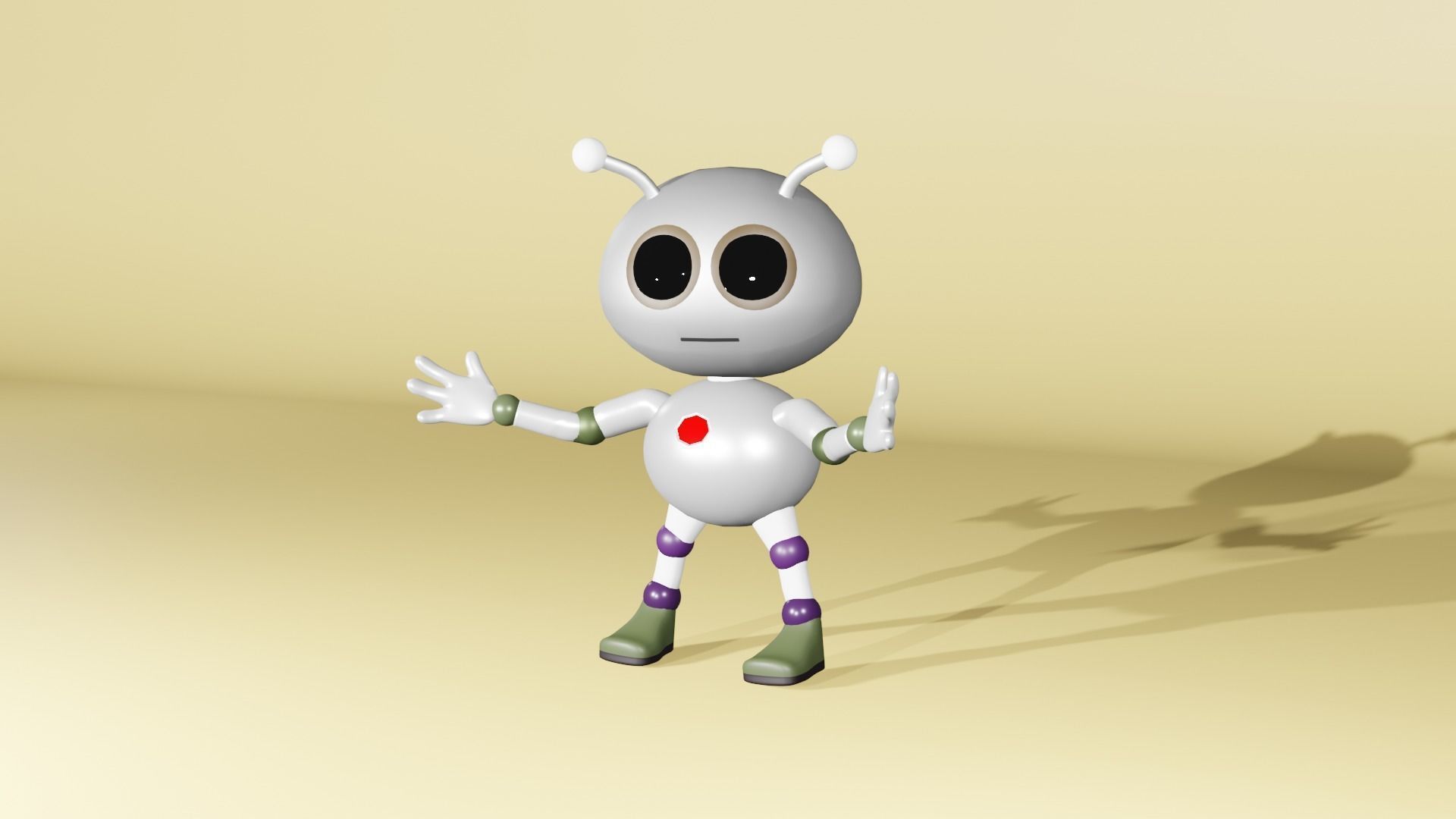 Cute Robot Cartoon Character 3D model_3