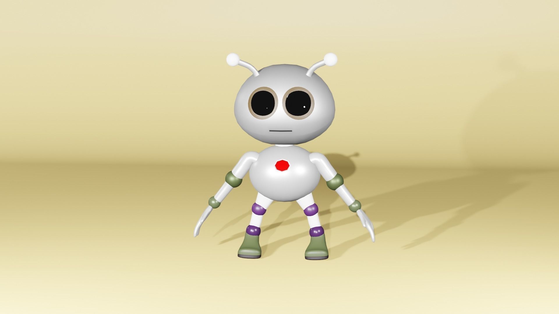Cute Robot Cartoon Character 3D model_5
