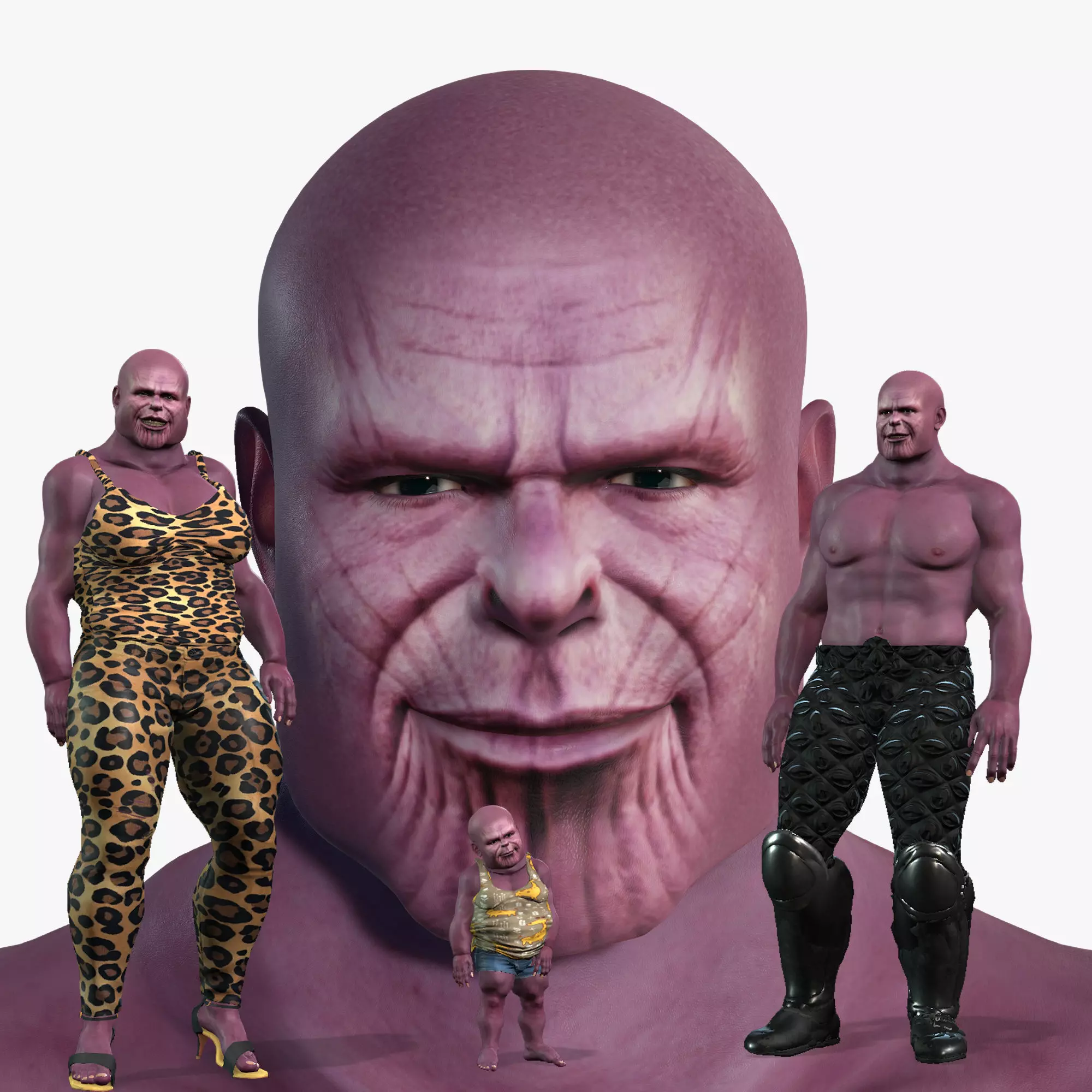 Mr Z Family 3D Rigged 3 Three models ready for animation Low-poly 3D model