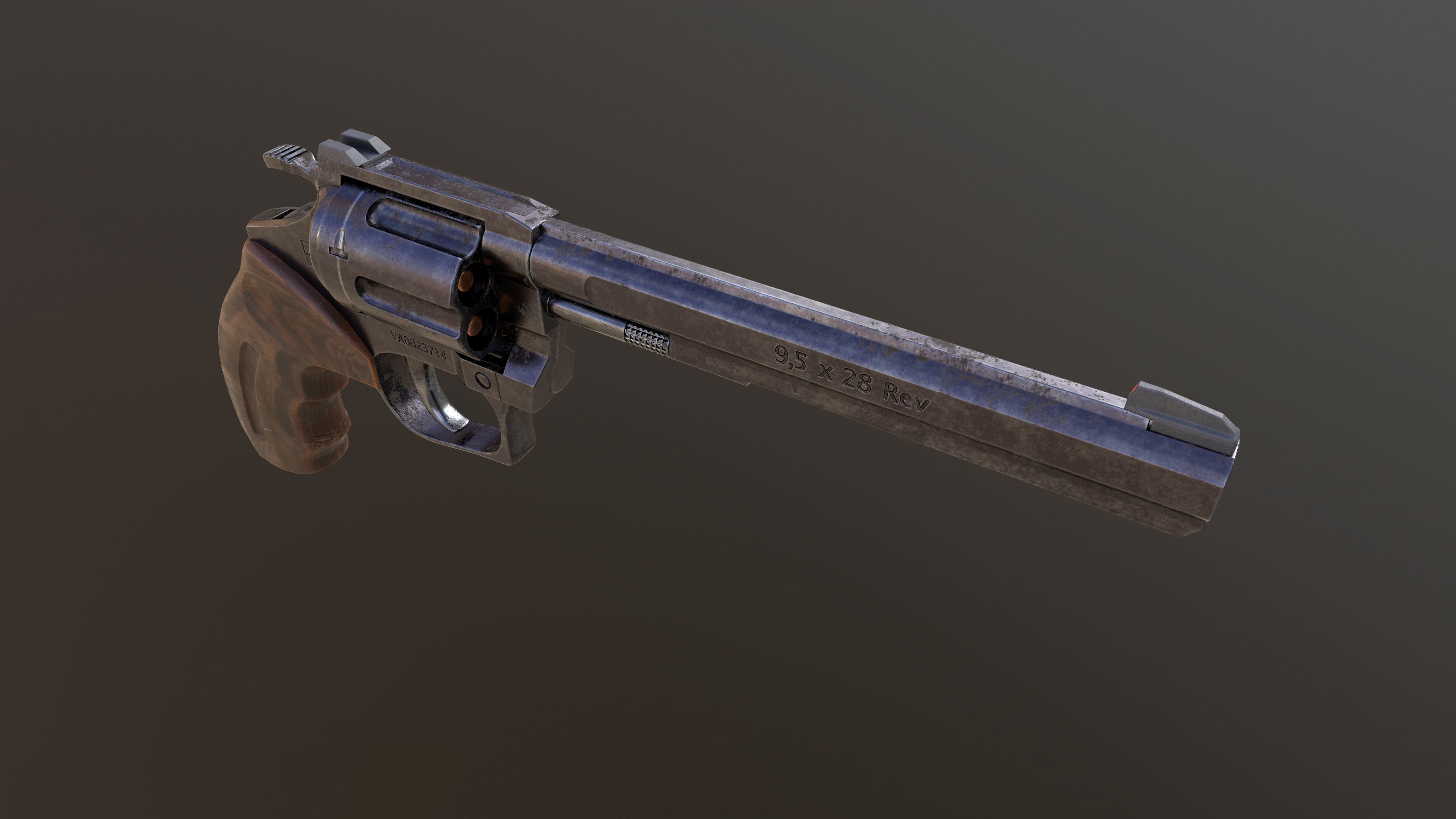 Rook Classic Revolver Rust with Bandolier and Speedloader Low-poly 3D model_12