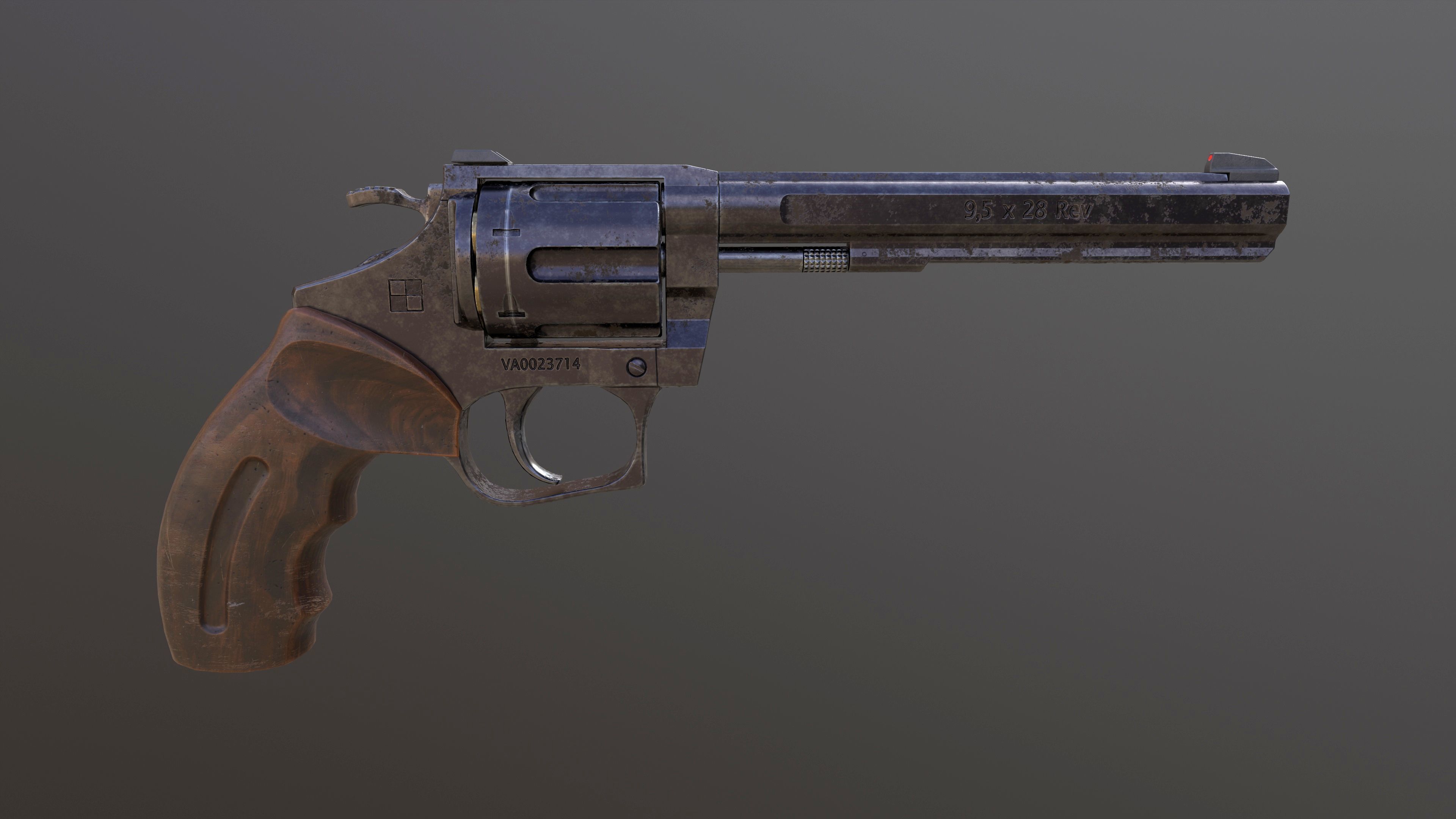 Rook Classic Revolver Rust with Bandolier and Speedloader Low-poly 3D model_11