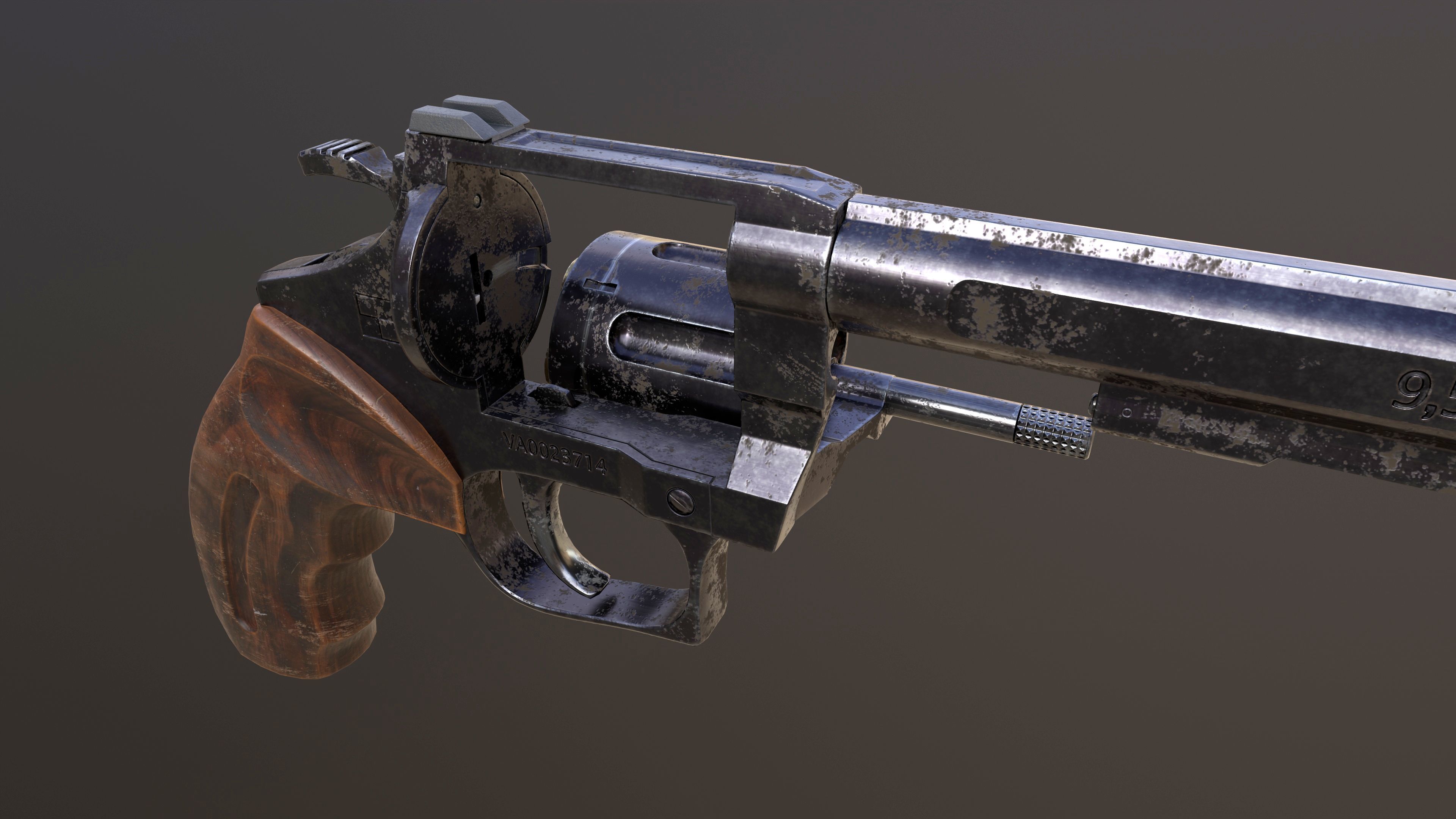 Rook Classic Revolver Rust with Bandolier and Speedloader Low-poly 3D model_21