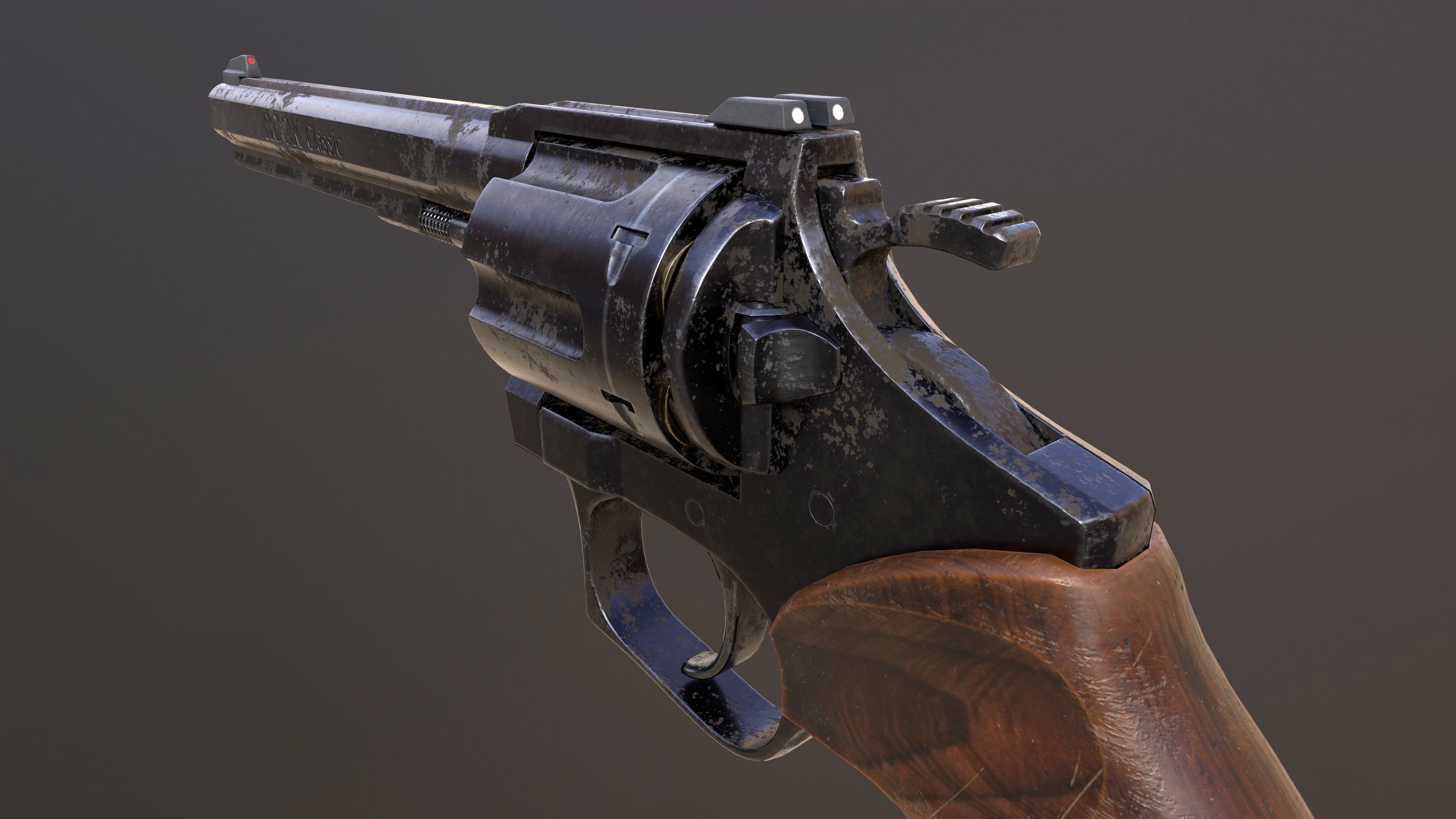 Rook Classic Revolver Rust with Bandolier and Speedloader Low-poly 3D model_15