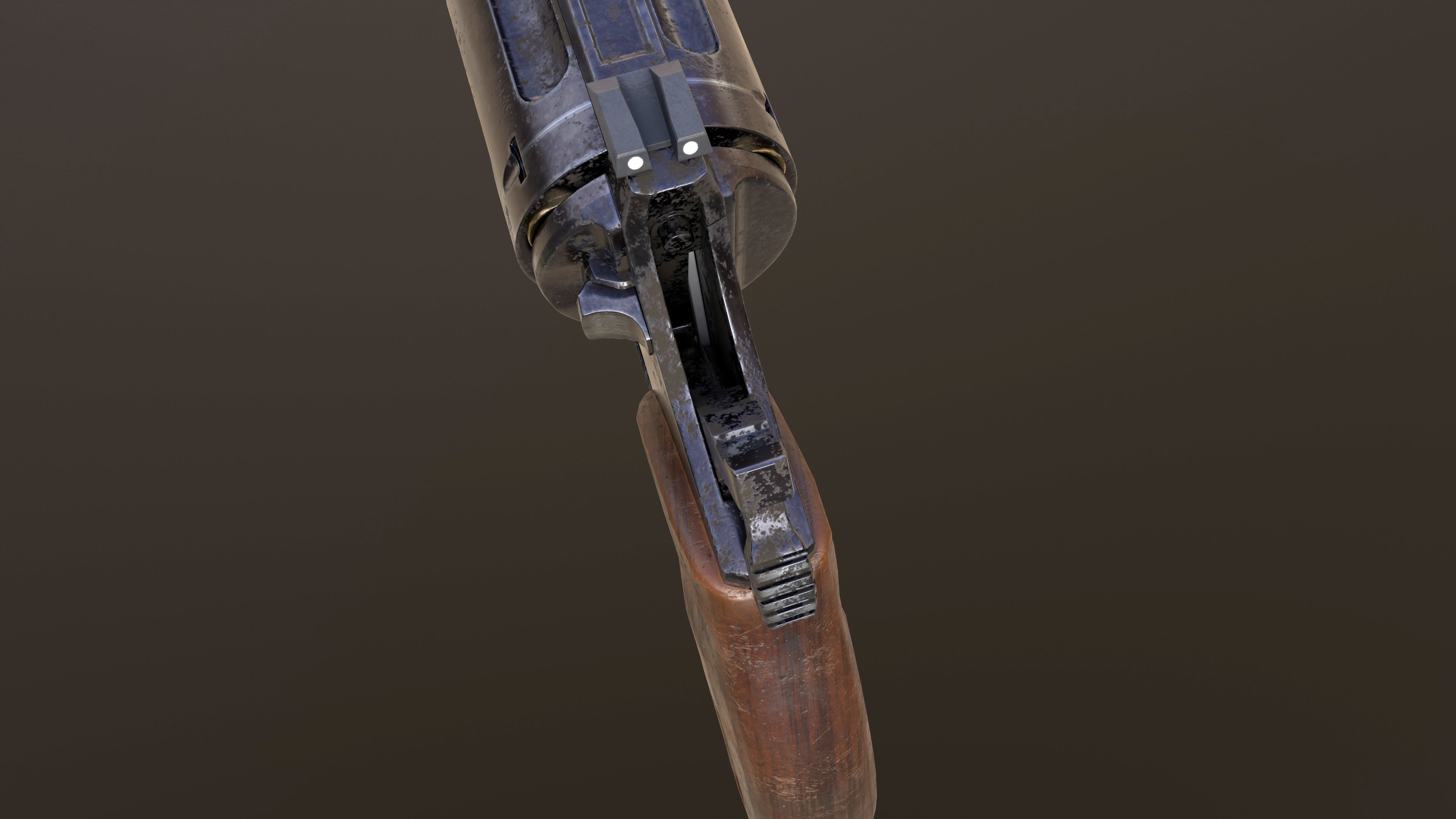 Rook Classic Revolver Rust with Bandolier and Speedloader Low-poly 3D model_25