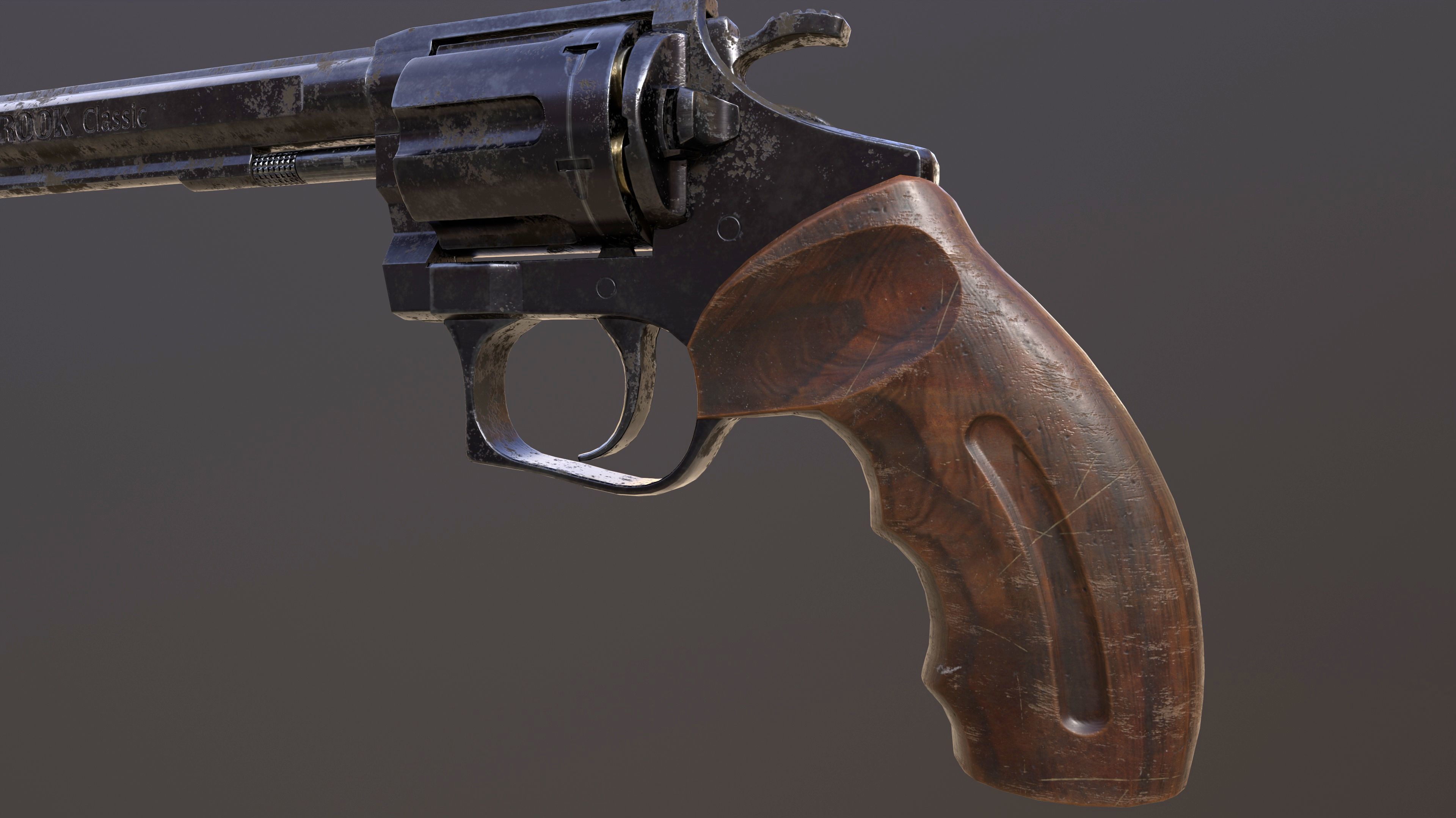Rook Classic Revolver Rust with Bandolier and Speedloader Low-poly 3D model_16