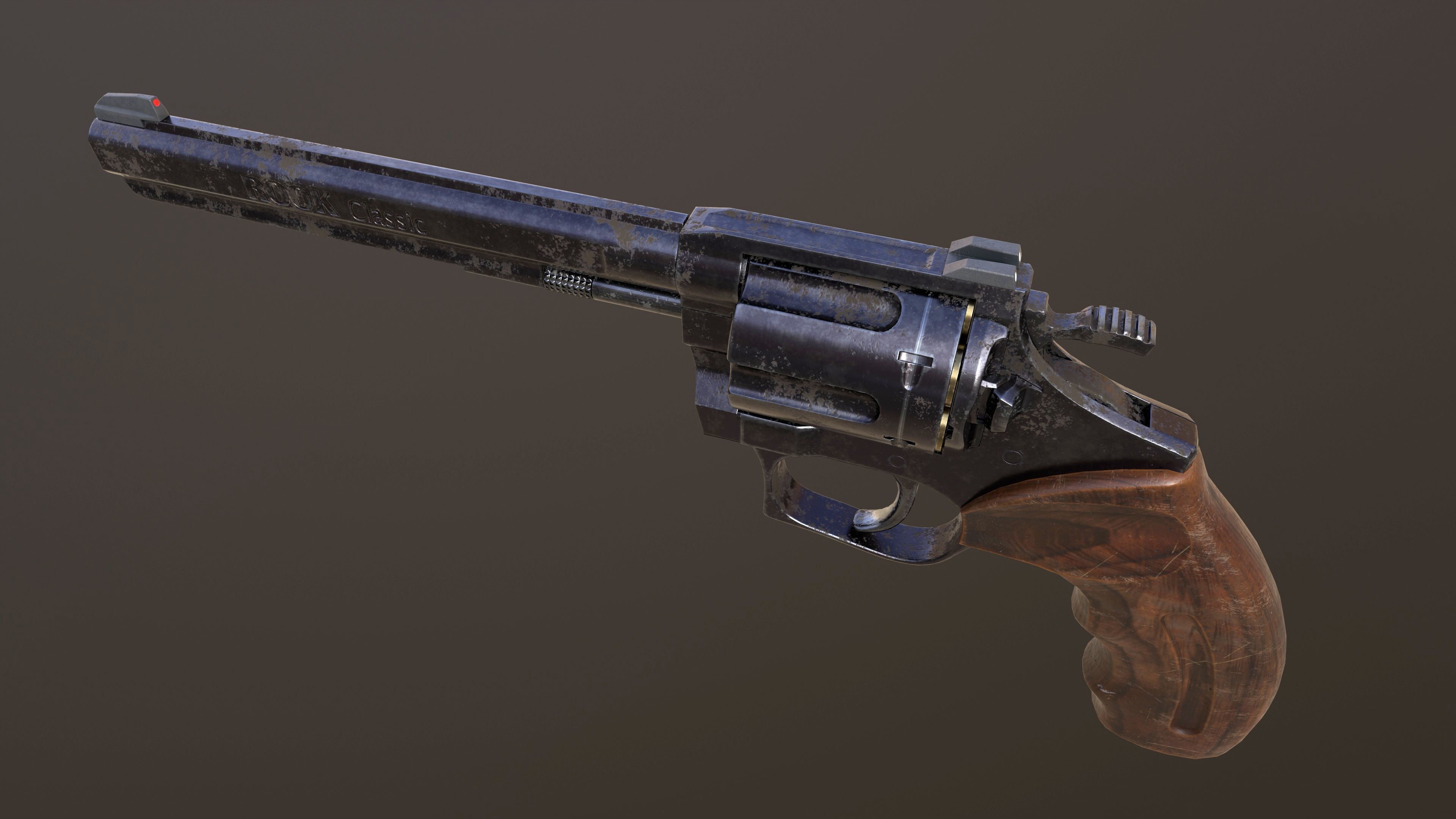 Rook Classic Revolver Rust with Bandolier and Speedloader Low-poly 3D model_13