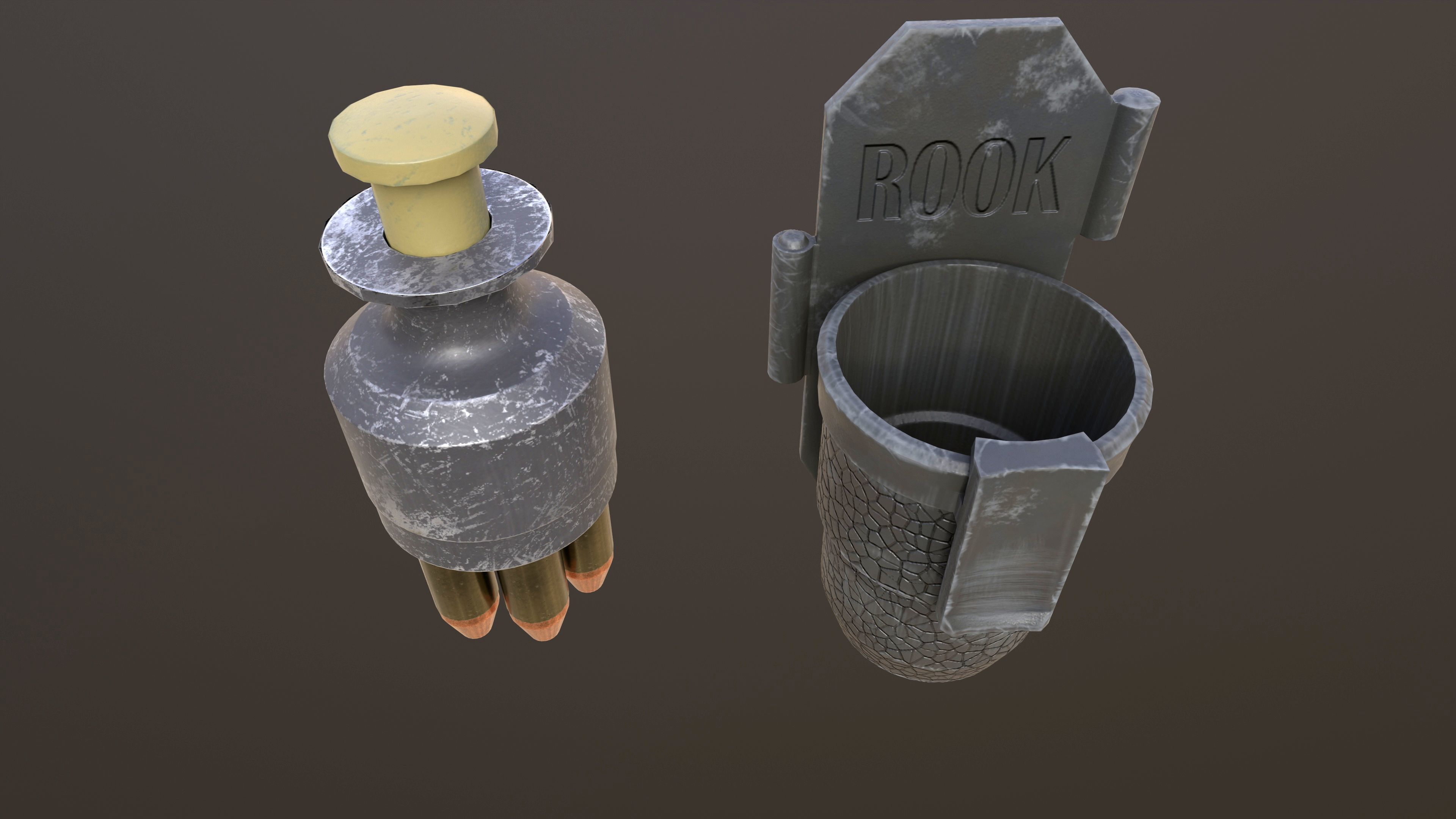 Rook Classic Revolver Rust with Bandolier and Speedloader Low-poly 3D model_31