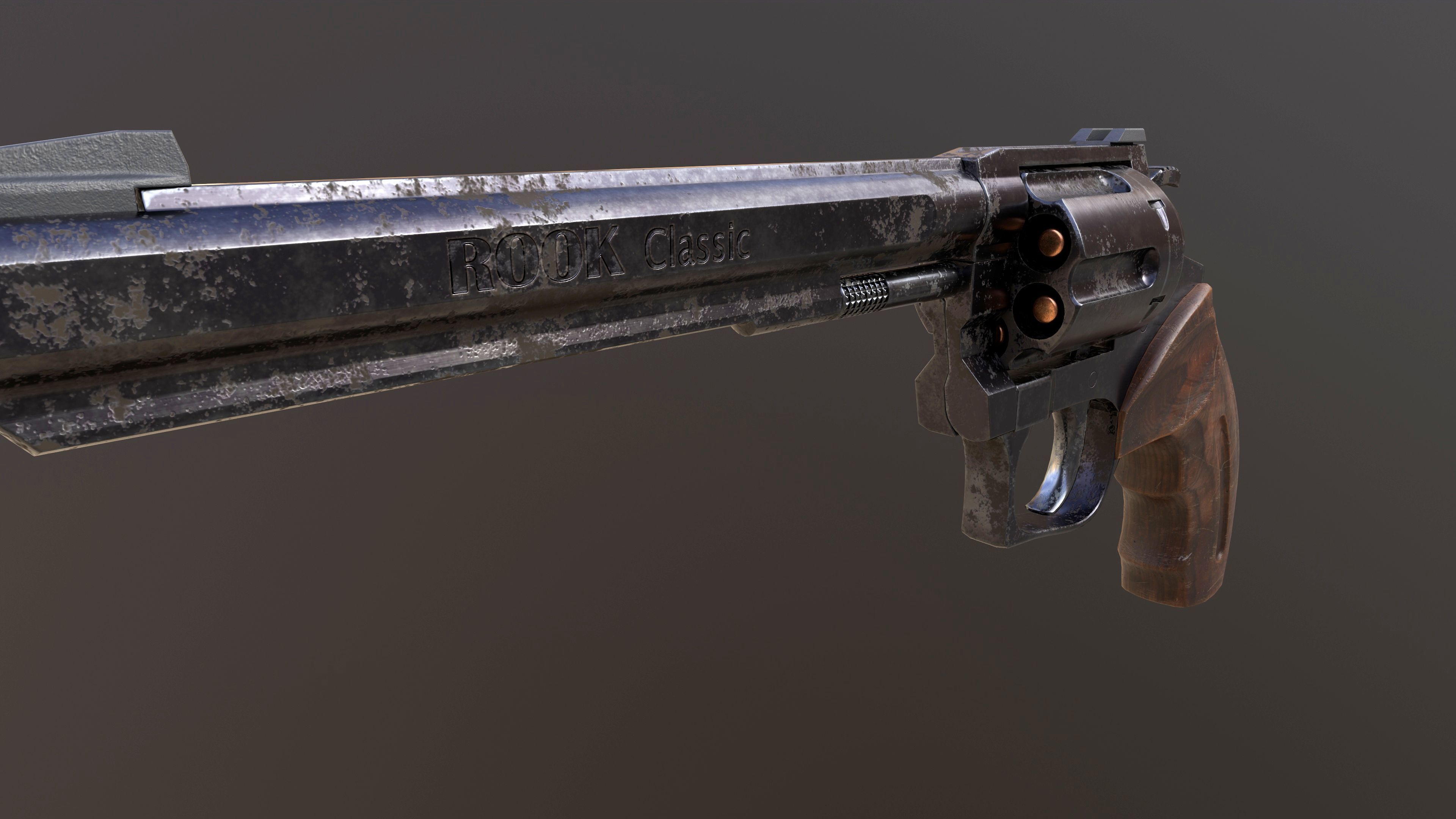 Rook Classic Revolver Rust with Bandolier and Speedloader Low-poly 3D model_14