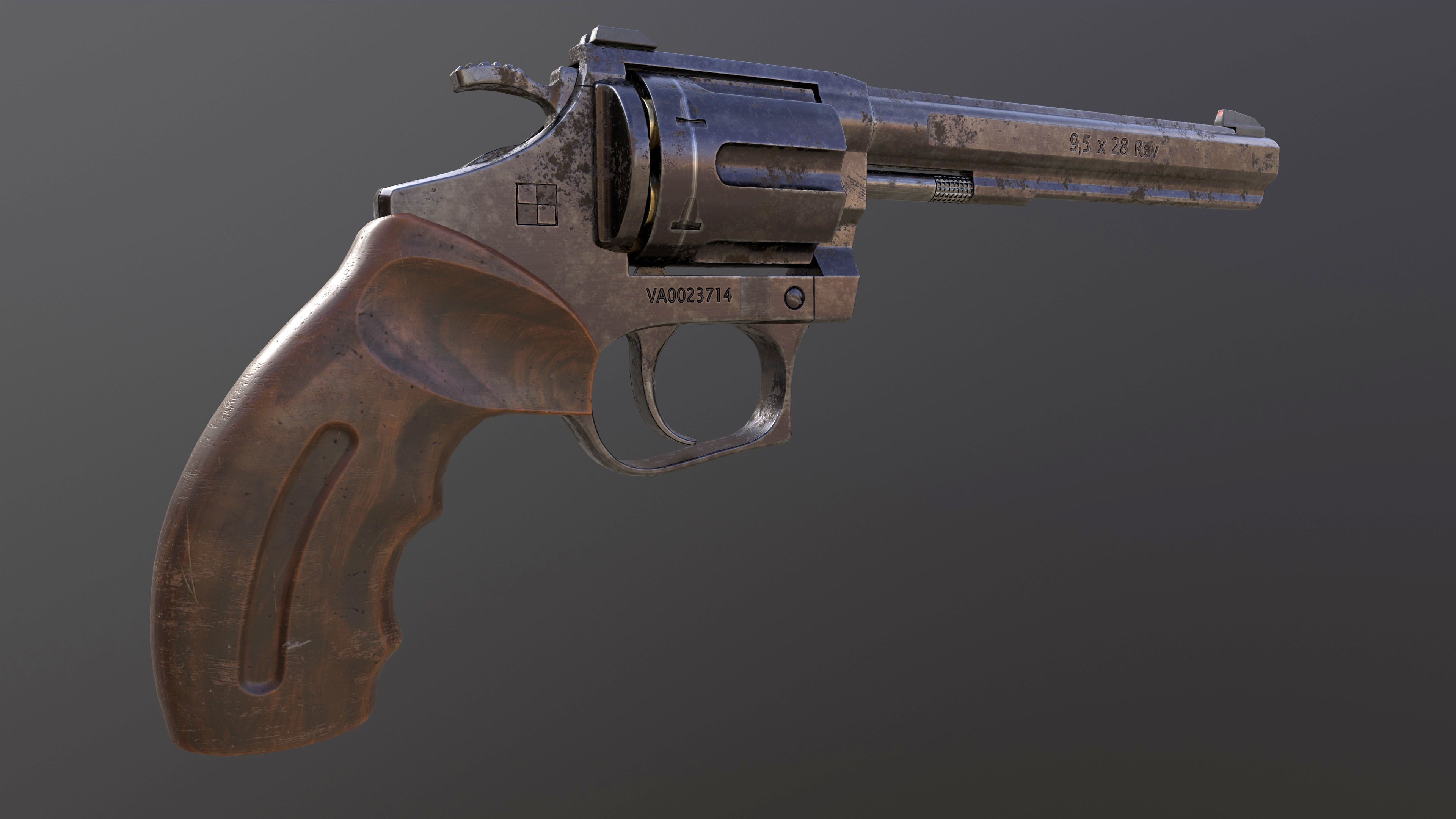 Rook Classic Revolver Rust with Bandolier and Speedloader Low-poly 3D model_17