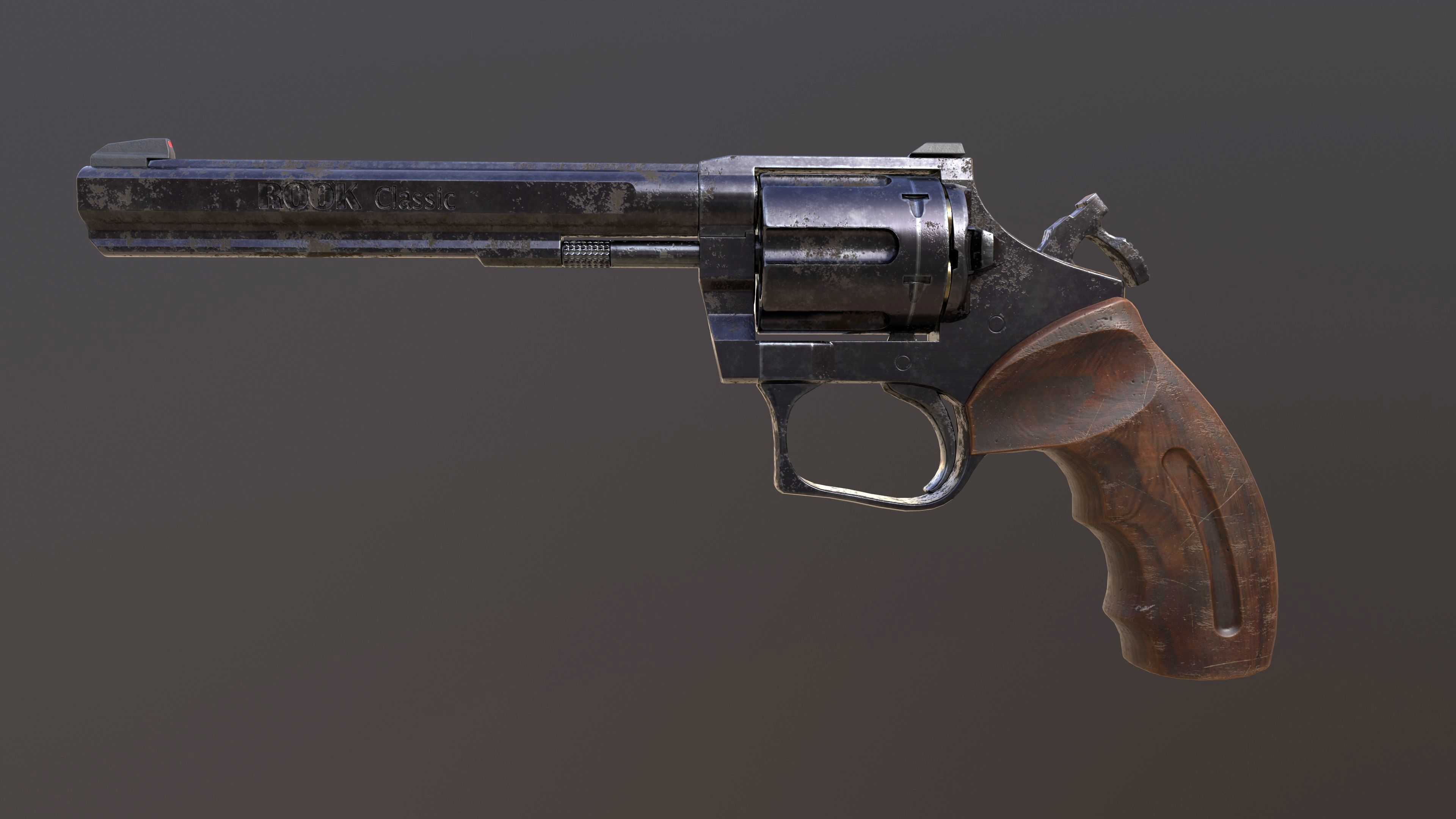 Rook Classic Revolver Rust with Bandolier and Speedloader Low-poly 3D model_24