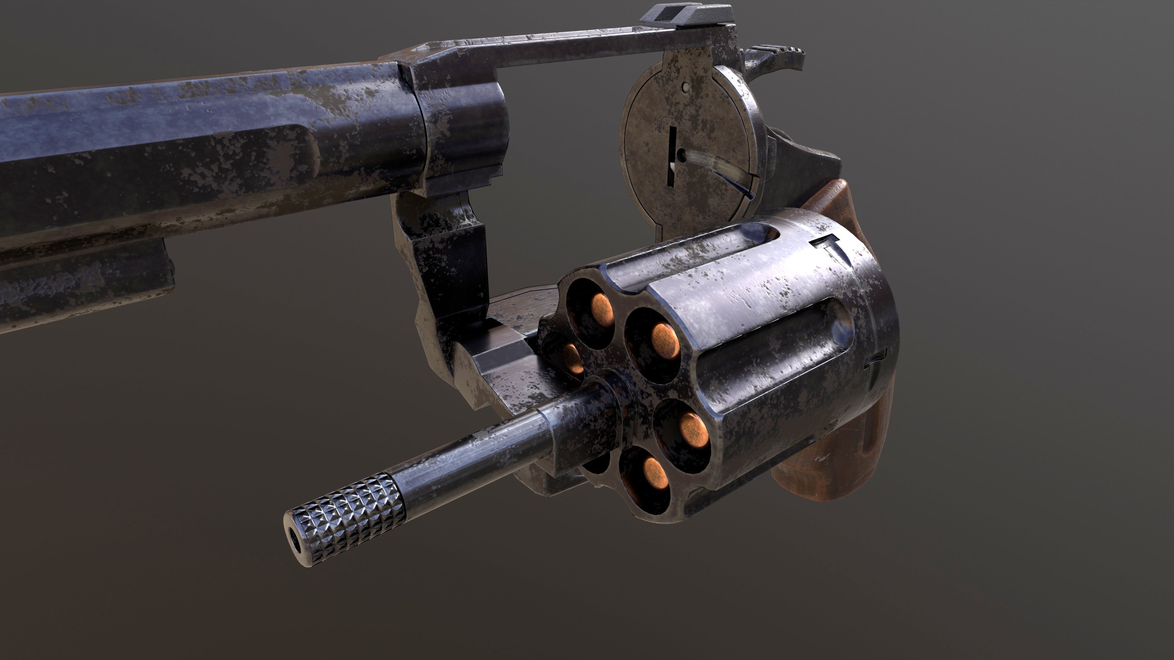 Rook Classic Revolver Rust with Bandolier and Speedloader Low-poly 3D model_20