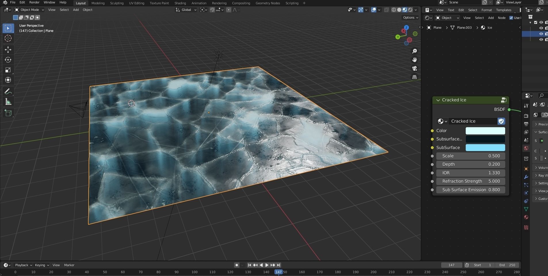 Cracked Ice shader in Blender Free 3D model_5
