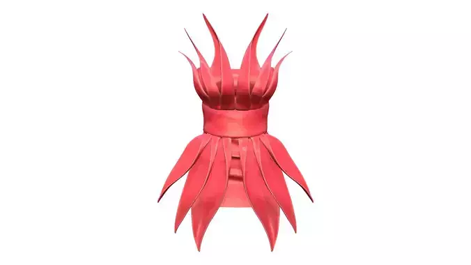 Red Fashion Art Dress With Spikes Low-poly 3D model