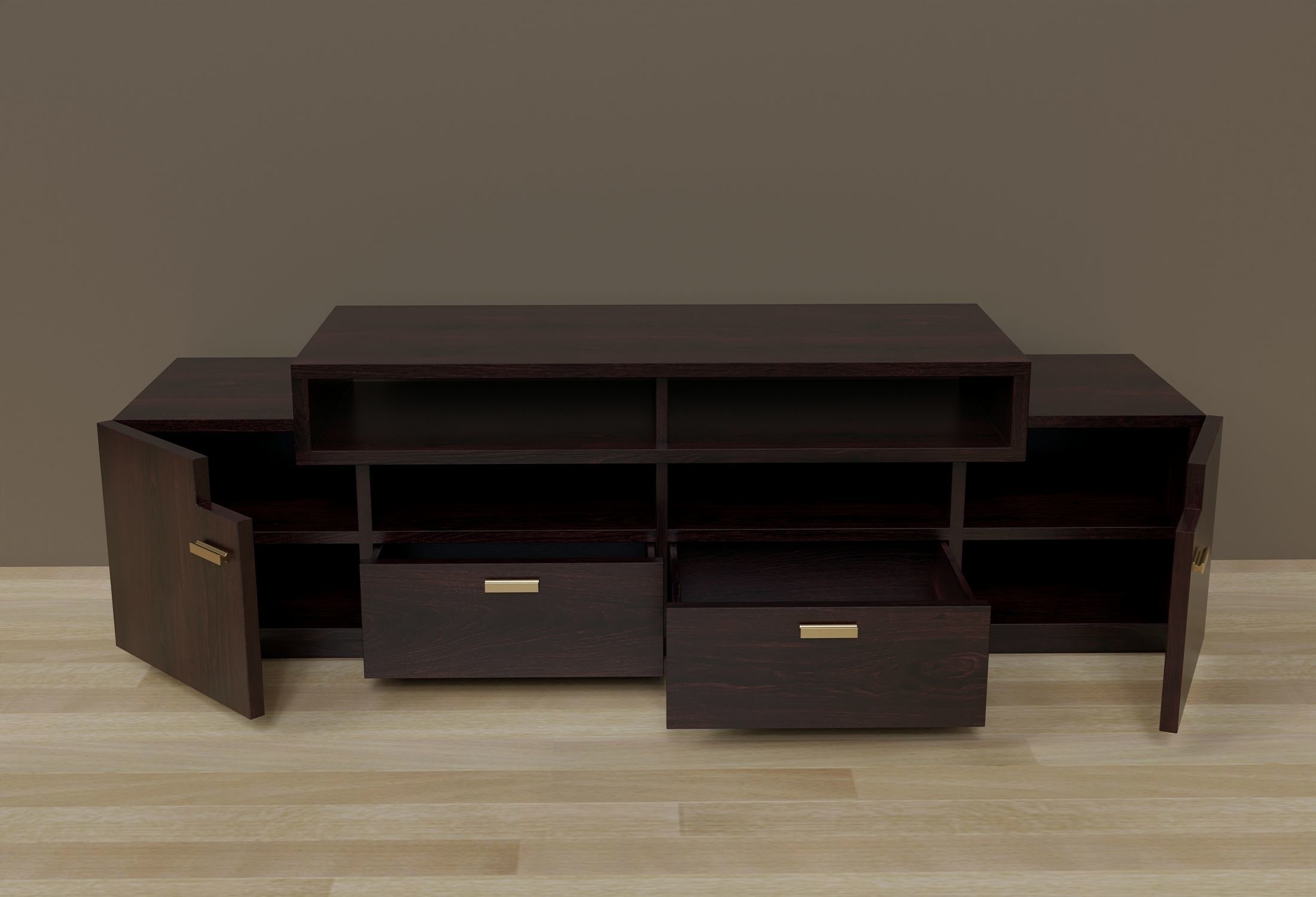 Wooden stand for multimedia 4 Low-poly 3D model_3