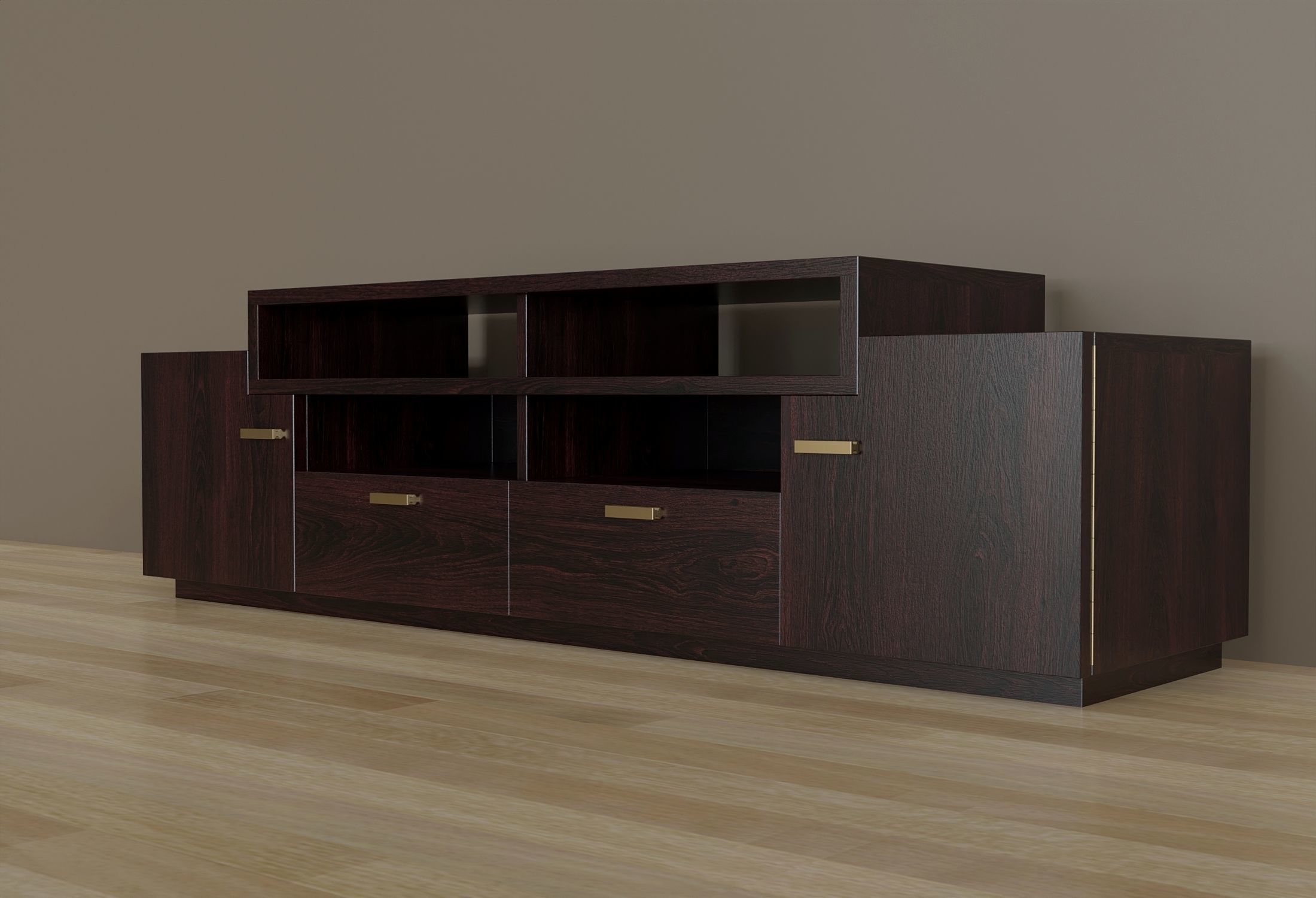 Wooden stand for multimedia 4 Low-poly 3D model_1