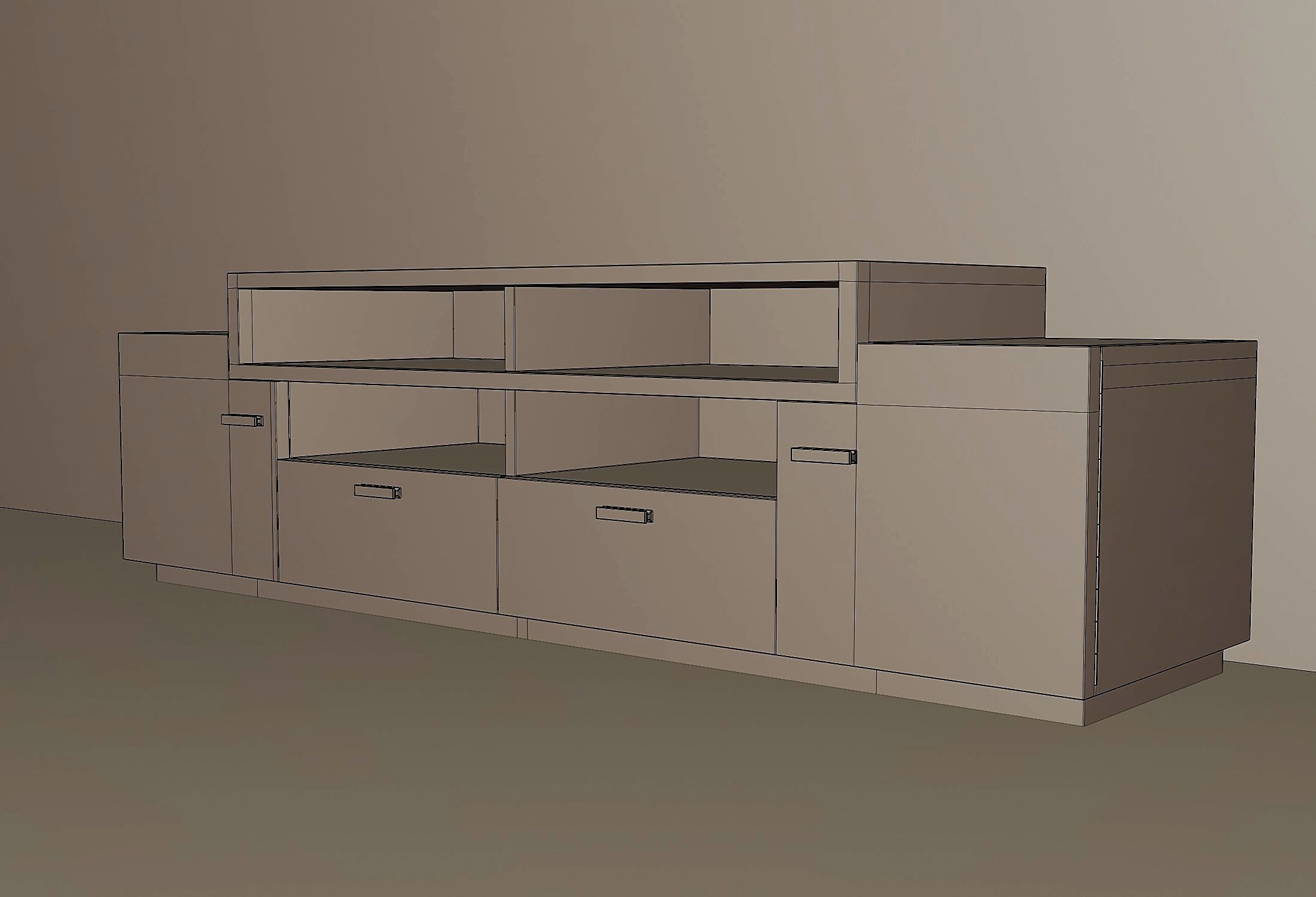 Wooden stand for multimedia 4 Low-poly 3D model_6