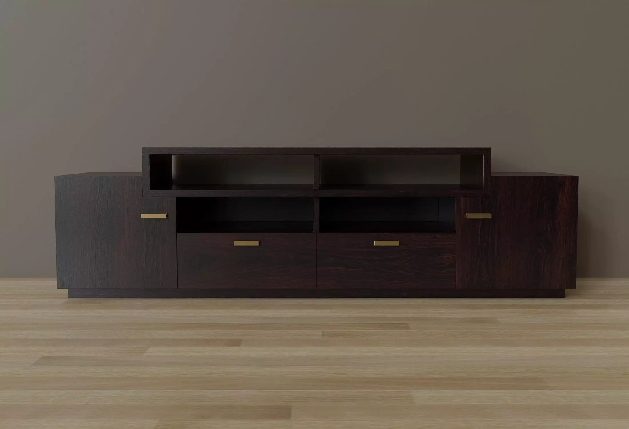 Wooden stand for multimedia 4 Low-poly 3D model_0