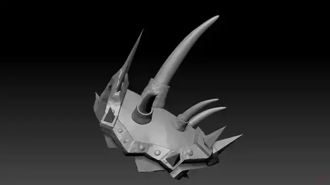 High-poly model shoulder skull with spikes