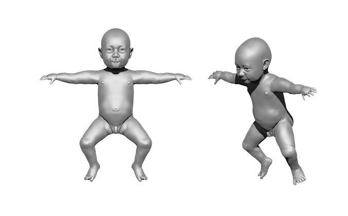 Newborn baby boy high detailed 3D print model