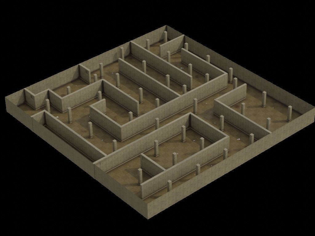 Horror Maze Office Game Environment Low-poly 3D model_17