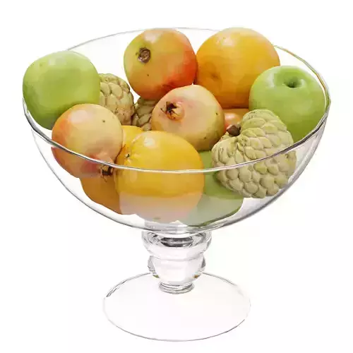 Glass footed fruit set 09
