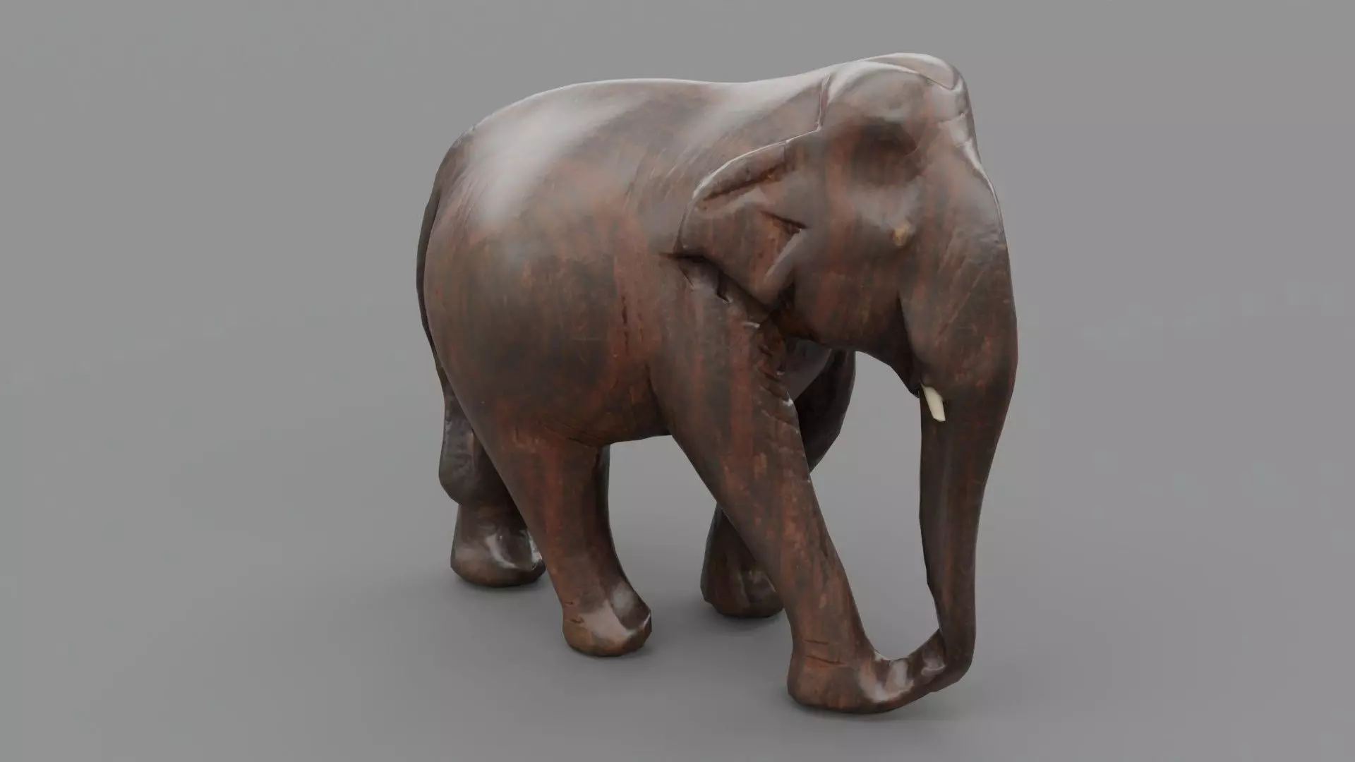 Elephant wood handmade sculpture 01 Low-poly 3D model