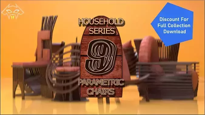 House Hold Series - 9 Parametric Chairs 3D Model Collection