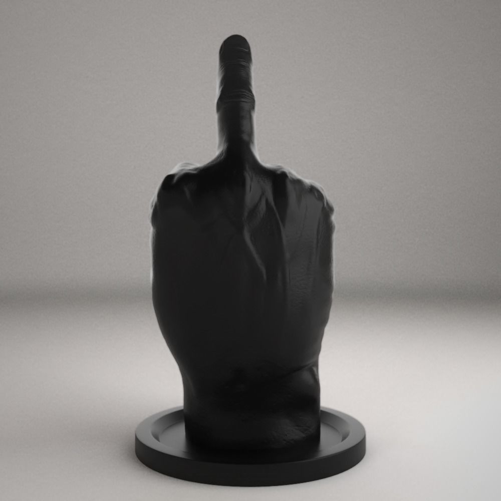 Middle Finger Sculpture - STL File 3D print model_14