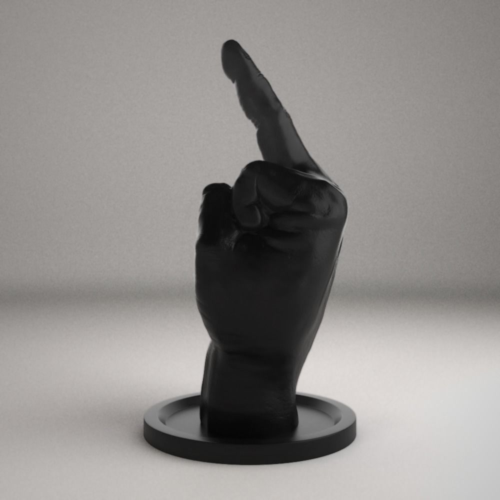Middle Finger Sculpture - STL File 3D print model_13