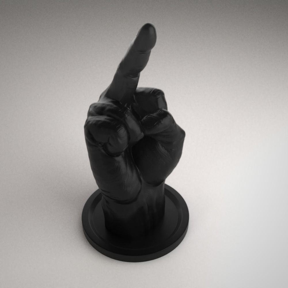 Middle Finger Sculpture - STL File 3D print model_11